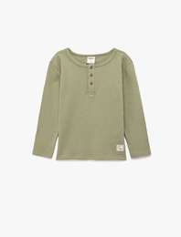 Pamuklu Uzun Kollu Düğmeli Tişört