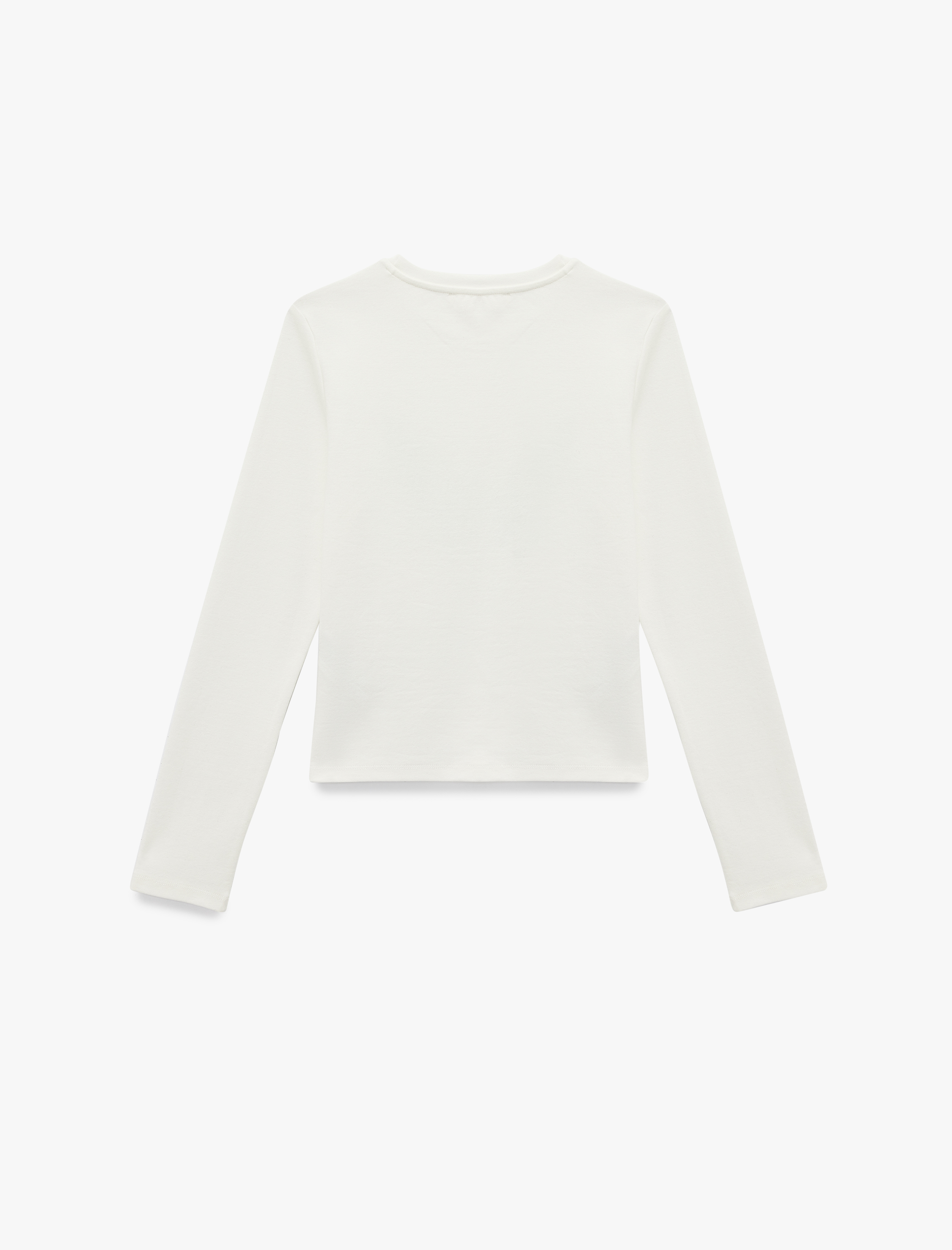   Pamuklu Taş Detaylı Slim Fit Kanat Baskılı Uzun Kollu Tişört