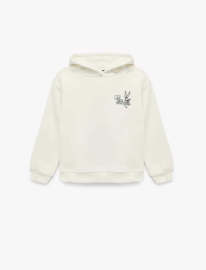 Kız Çocuk Lisanslı Bugs Bunny Baskılı Uzun Kollu Kapşonlu Oversize Sweatshirt