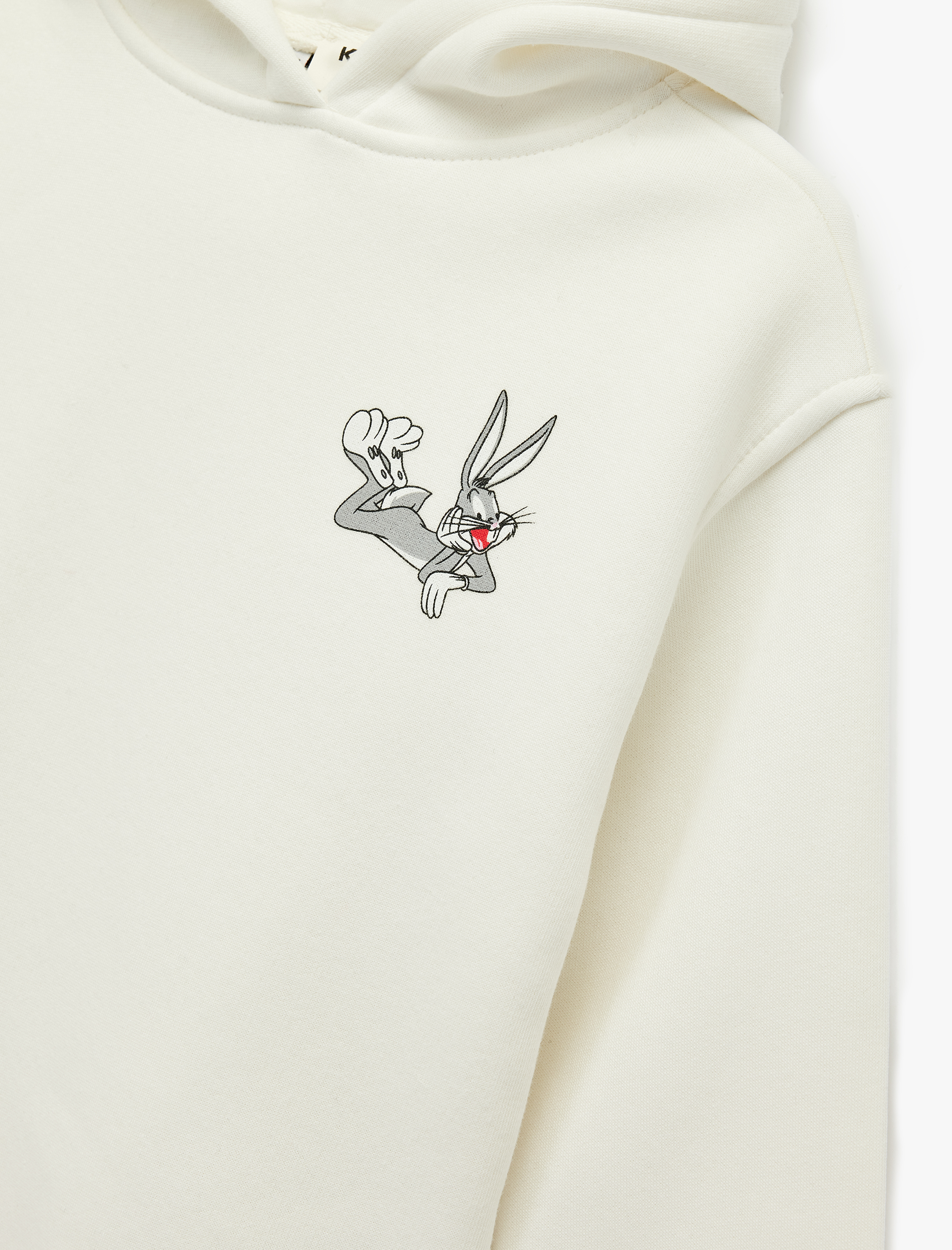  Kız Çocuk Lisanslı Bugs Bunny Baskılı Uzun Kollu Kapşonlu Oversize Sweatshirt