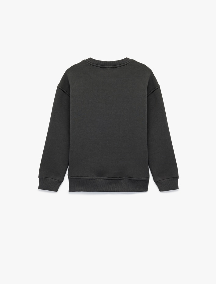 Kız Çocuk Lisanslı Wednesday Baskılı Uzun Kollu Bisiklet Yaka Oversize Sweatshirt