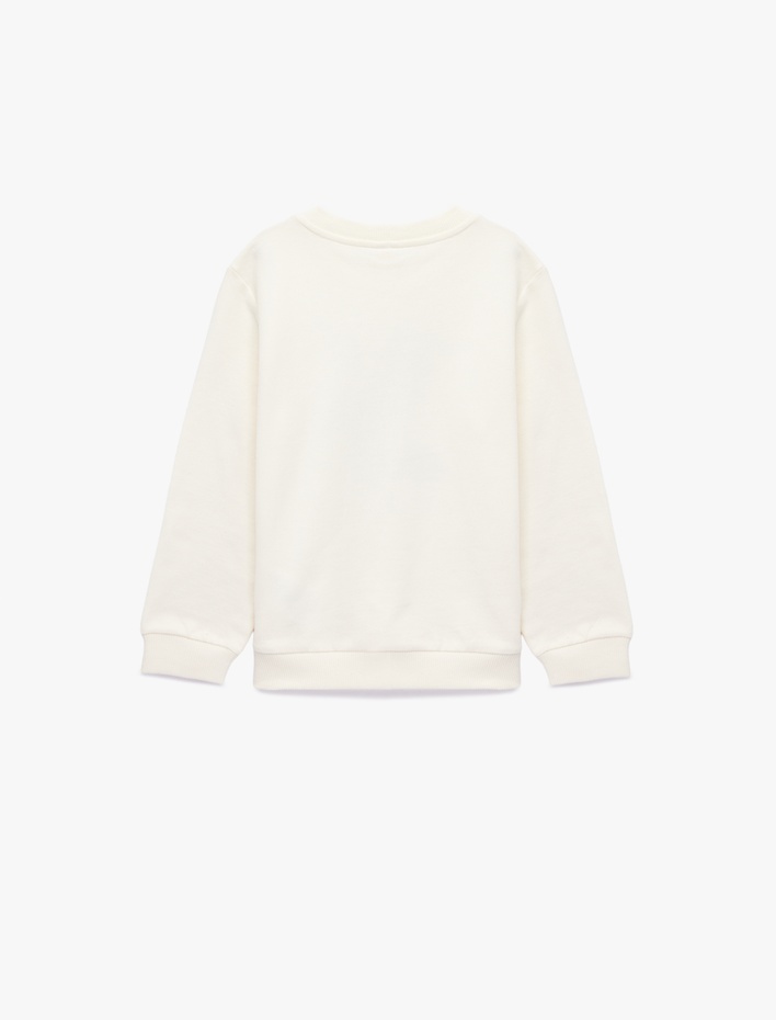 Erkek Bebek Pamuklu Uzun Kollu Bisiklet Yaka Dinozor Baskılı Sweatshirt