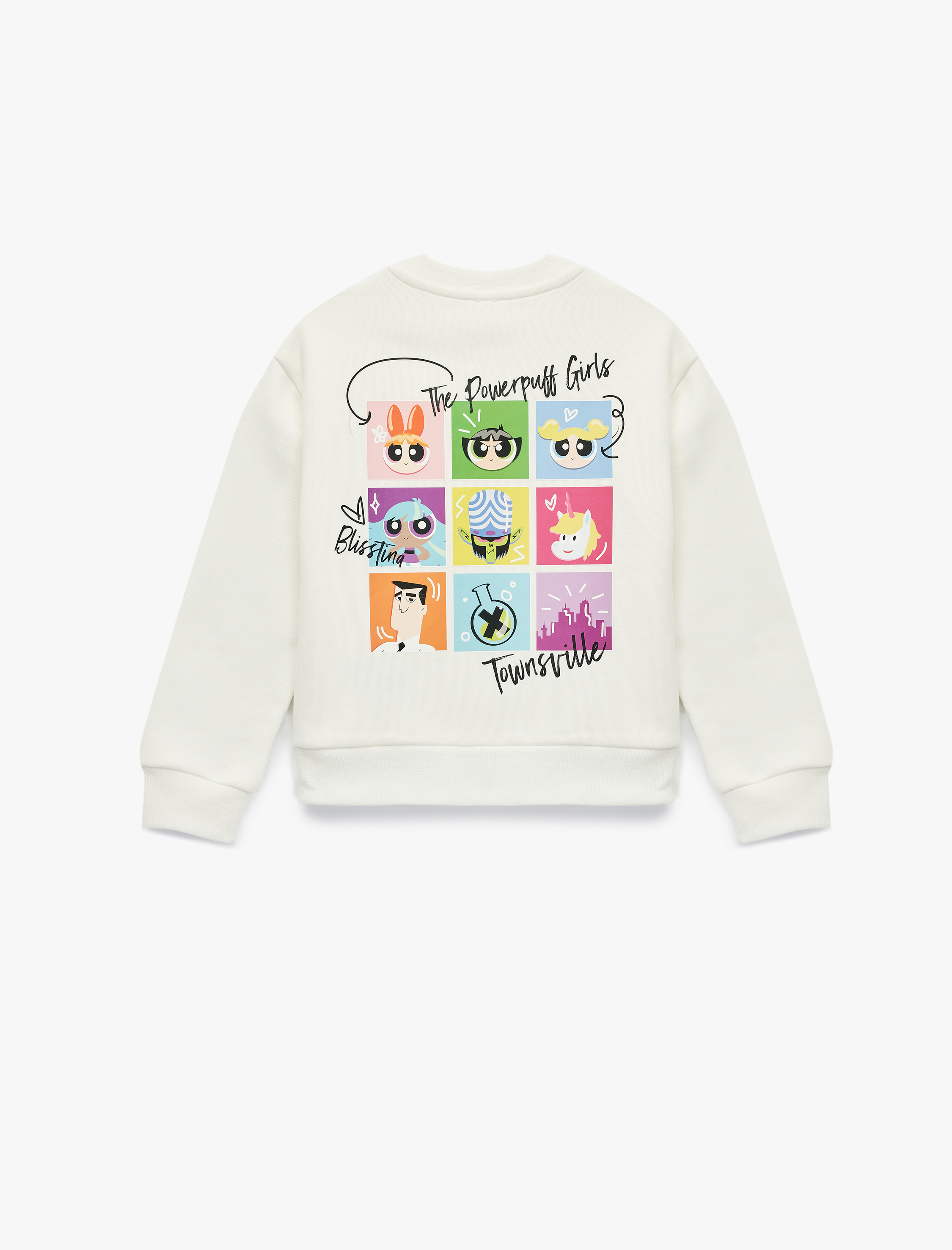  Kız Çocuk Powerpuff Girls Baskılı Uzun Kollu Bisiklet Yaka Lisanslı Oversize Sweatshirt