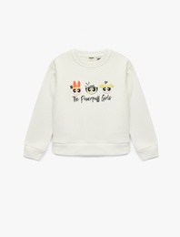 Powerpuff Girls Baskılı Uzun Kollu Bisiklet Yaka Lisanslı Oversize Sweatshirt