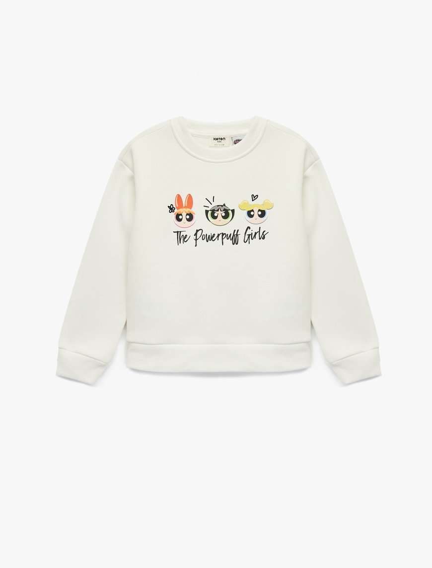 Koton Powerpuff Girls Baskılı Uzun Kollu Bisiklet Yaka Lisanslı Şardonlu Oversize Sweatshirt