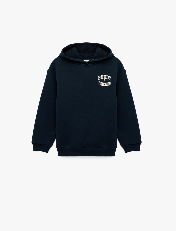 Erkek Çocuk Uzun Kollu Kapşonlu Baskılı Sweatshirt