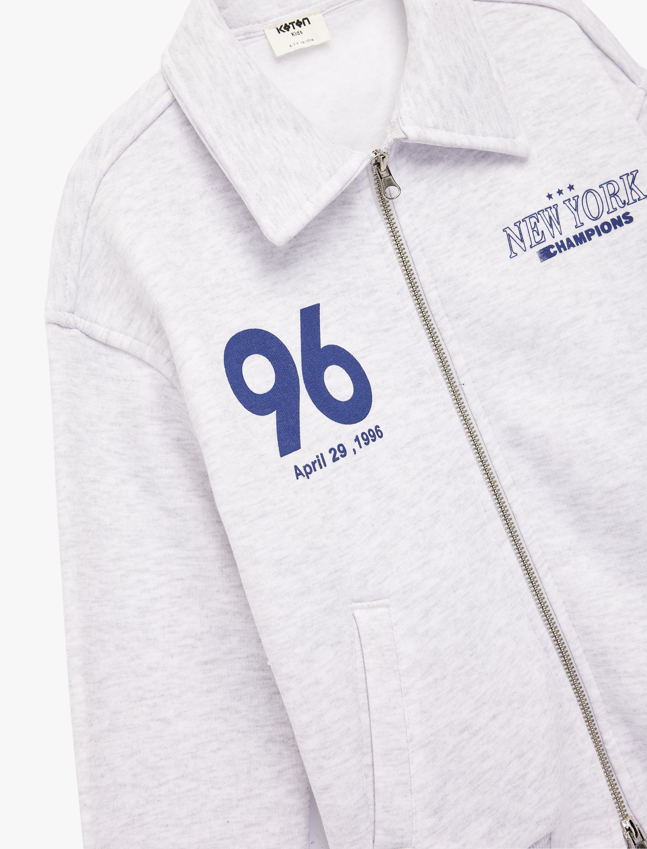  Kız Çocuk Rahat Kesim Cepli Baskılı Uzun Kollu Fermuarlı Ceket