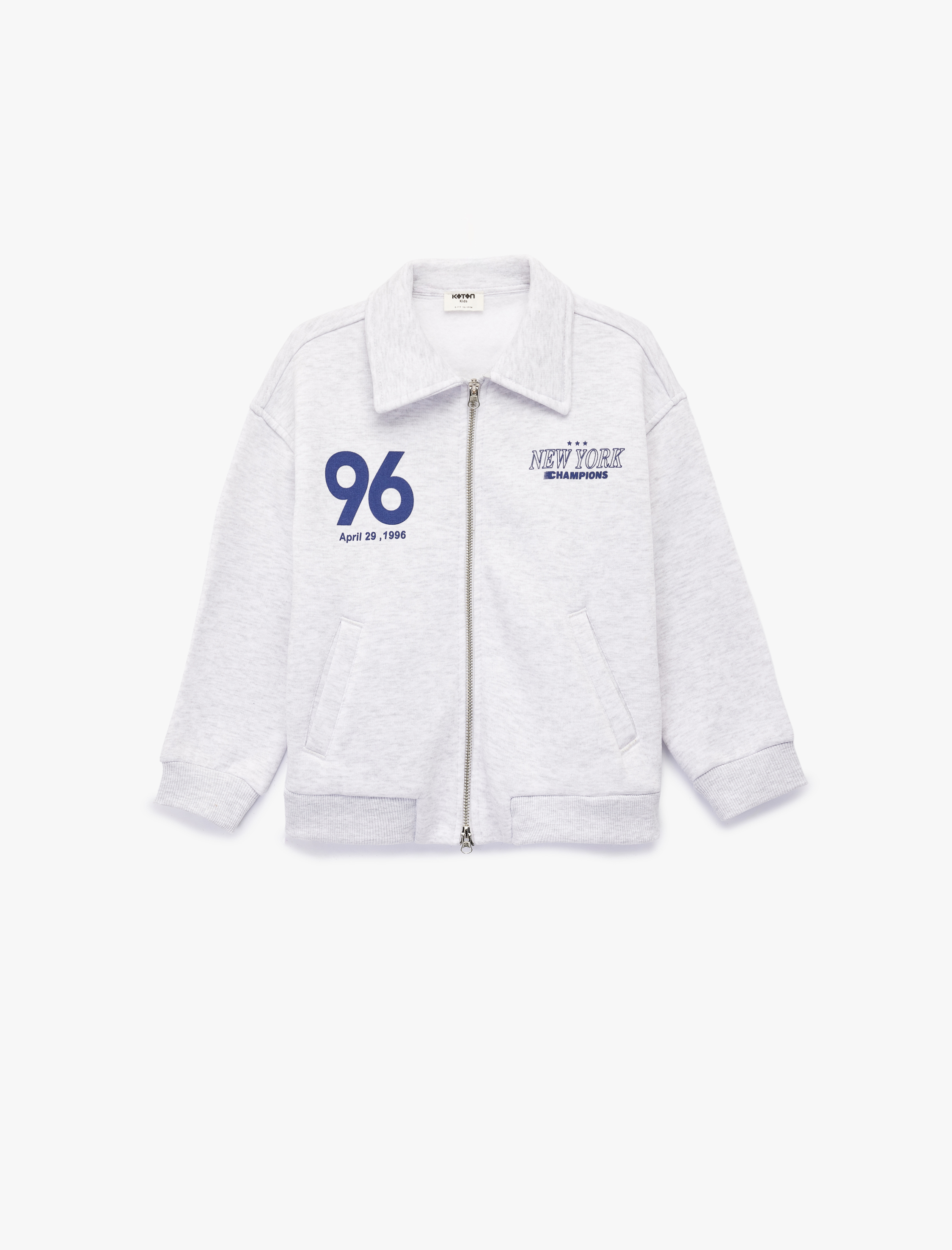  Kız Çocuk Rahat Kesim Cepli Baskılı Uzun Kollu Fermuarlı Ceket