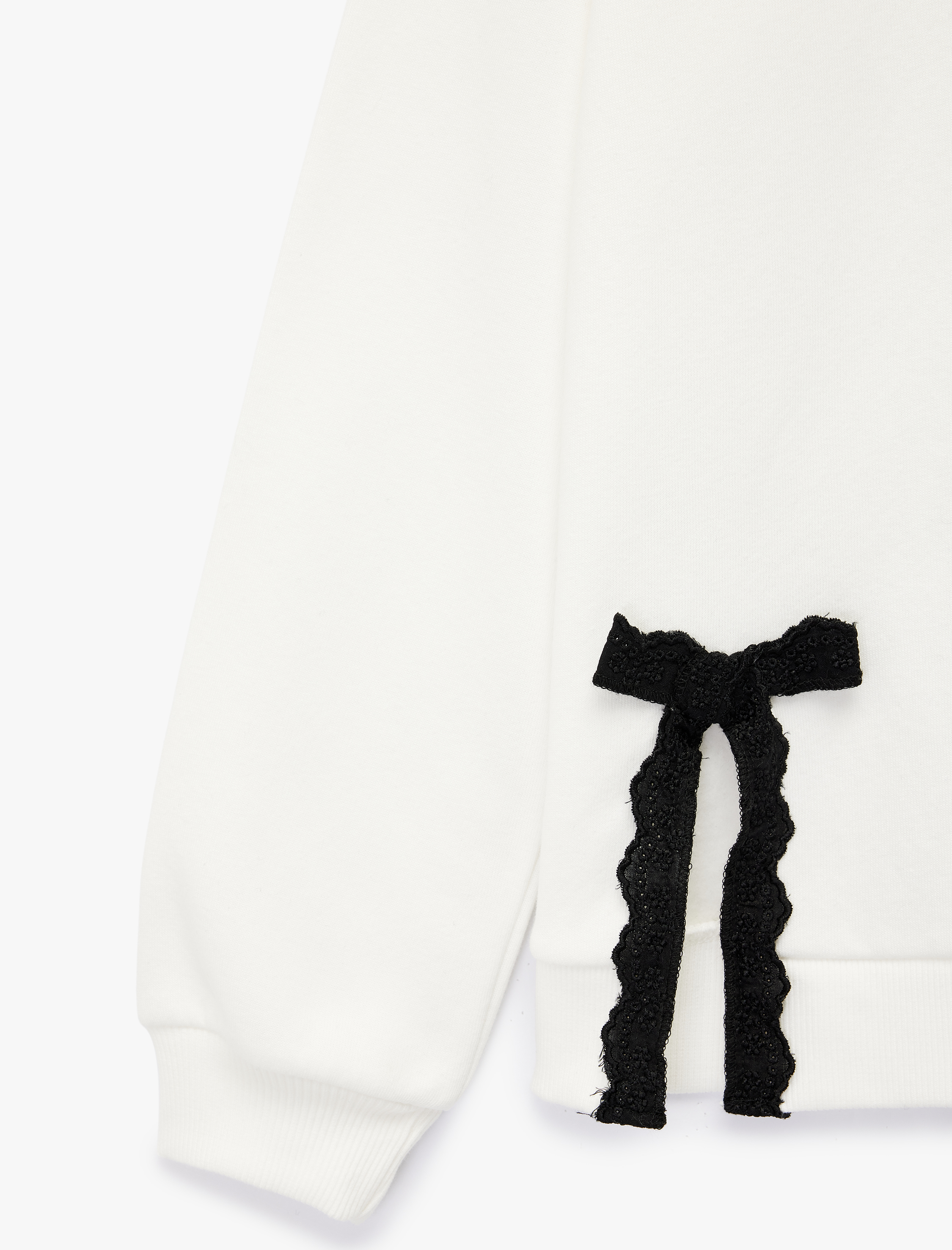  Kız Çocuk Bisiklet Yaka Fiyonk Detaylı Uzun Kollu Sweatshirt