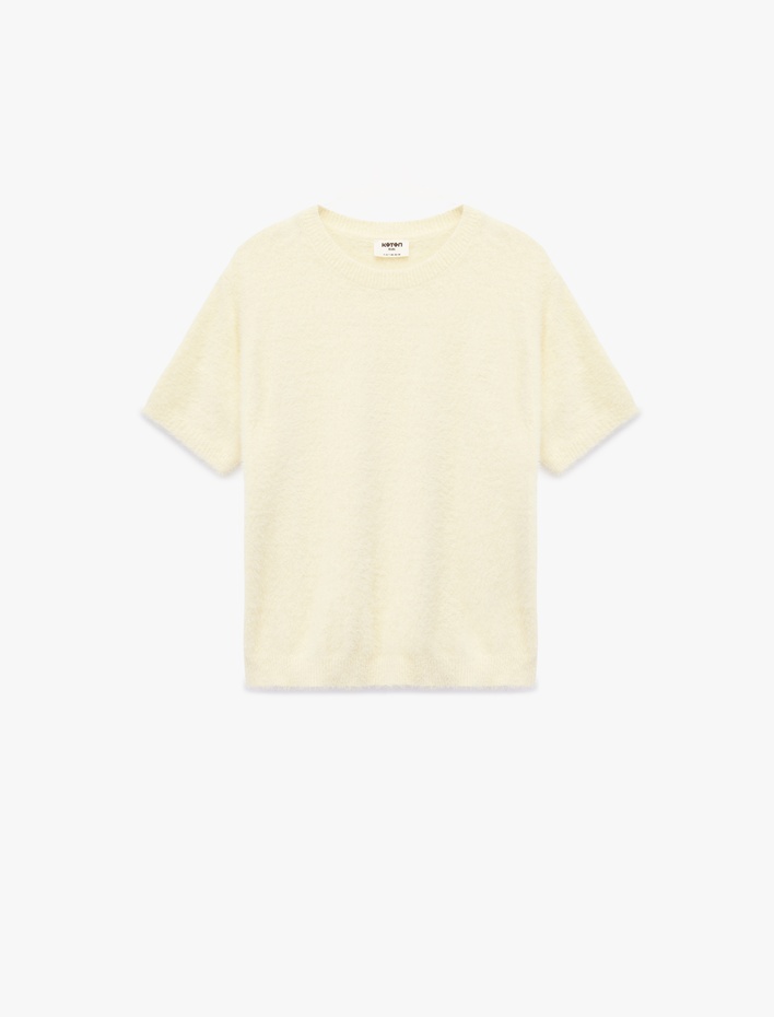 Kız Çocuk Kısa Kollu Bisiklet Yaka Peluş Triko Yılbaşı Kazağı