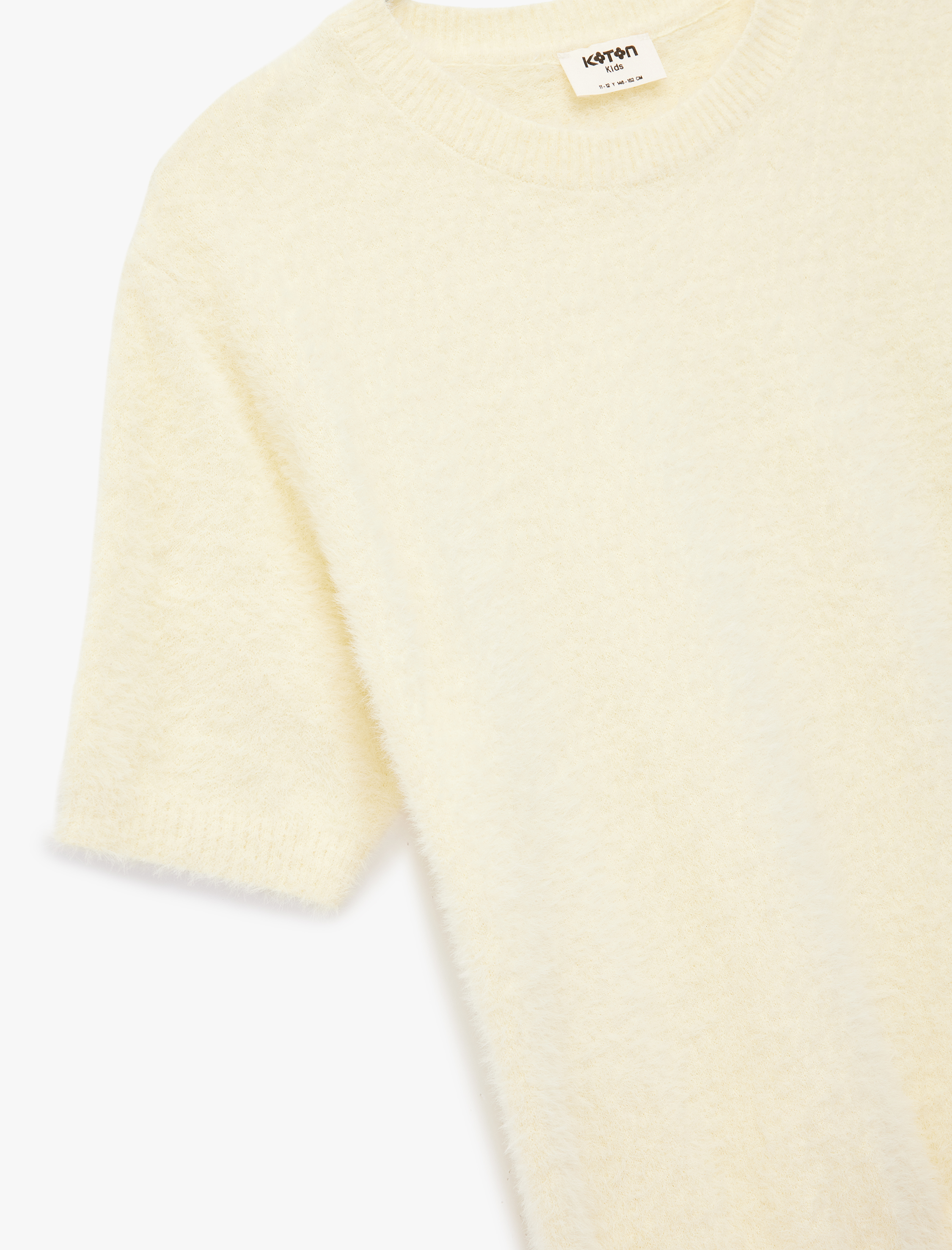  Kız Çocuk Kısa Kollu Bisiklet Yaka Peluş Triko Yılbaşı Kazağı