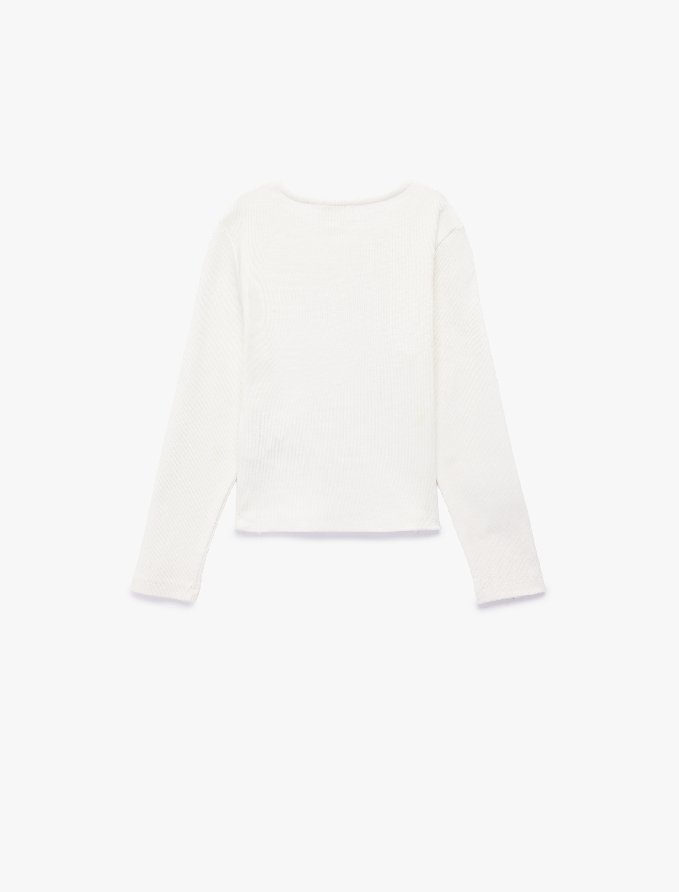  Kız Çocuk Fiyonklu Uzun Kollu Bisiklet Yaka Pamuklu Tişört