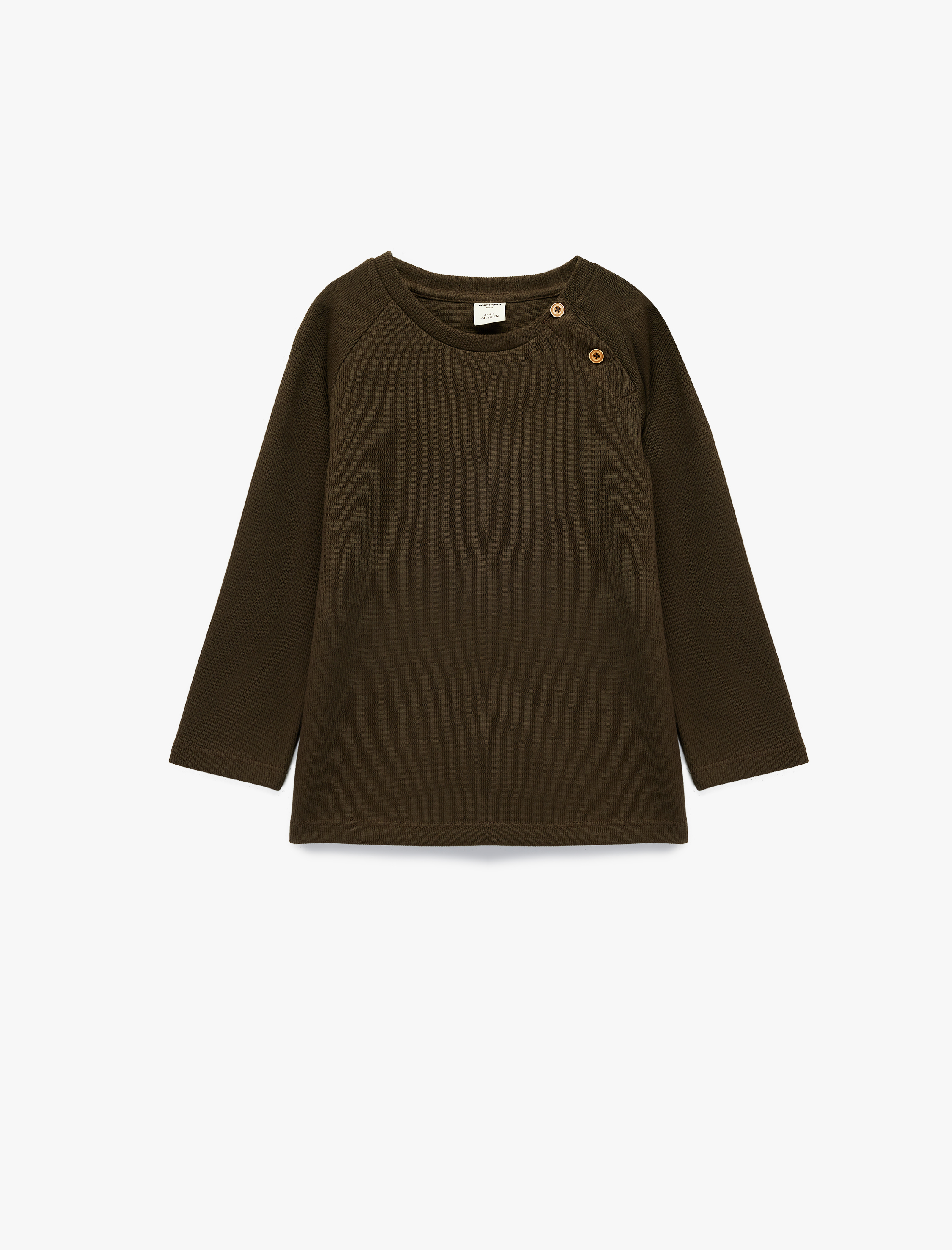  Erkek Bebek Pamuklu Düğmeli Uzun Reglan Kollu Bisiklet Yaka Sweatshirt