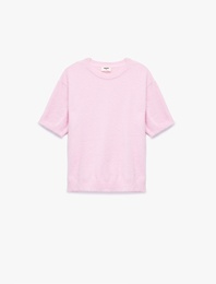 Kısa Kollu Bisiklet Yaka Peluş Triko Kazak