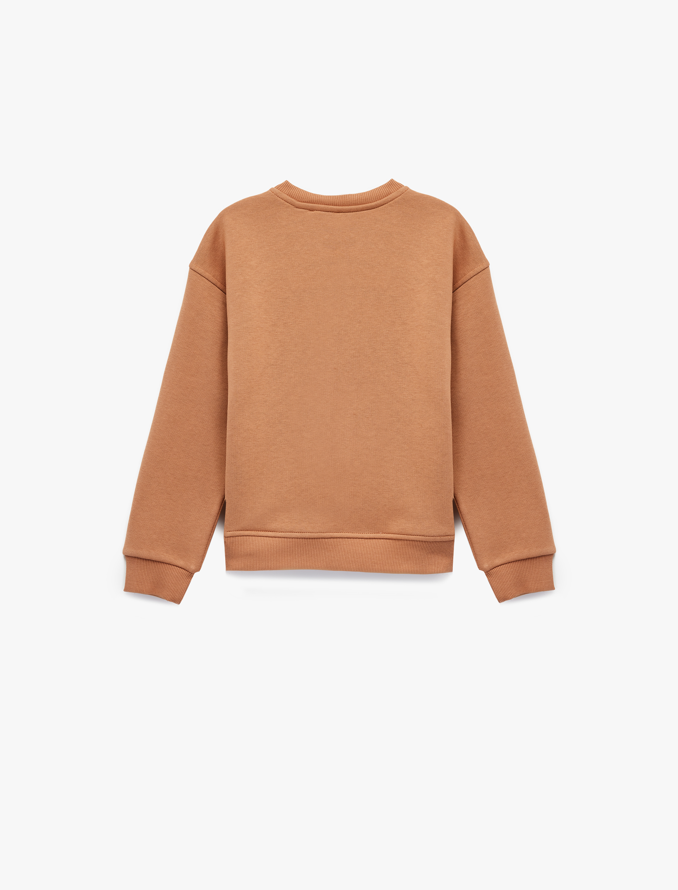  Kız Çocuk Pamuklu Uzun Kollu Bisiklet Yaka Kedi Baskılı Sweatshirt