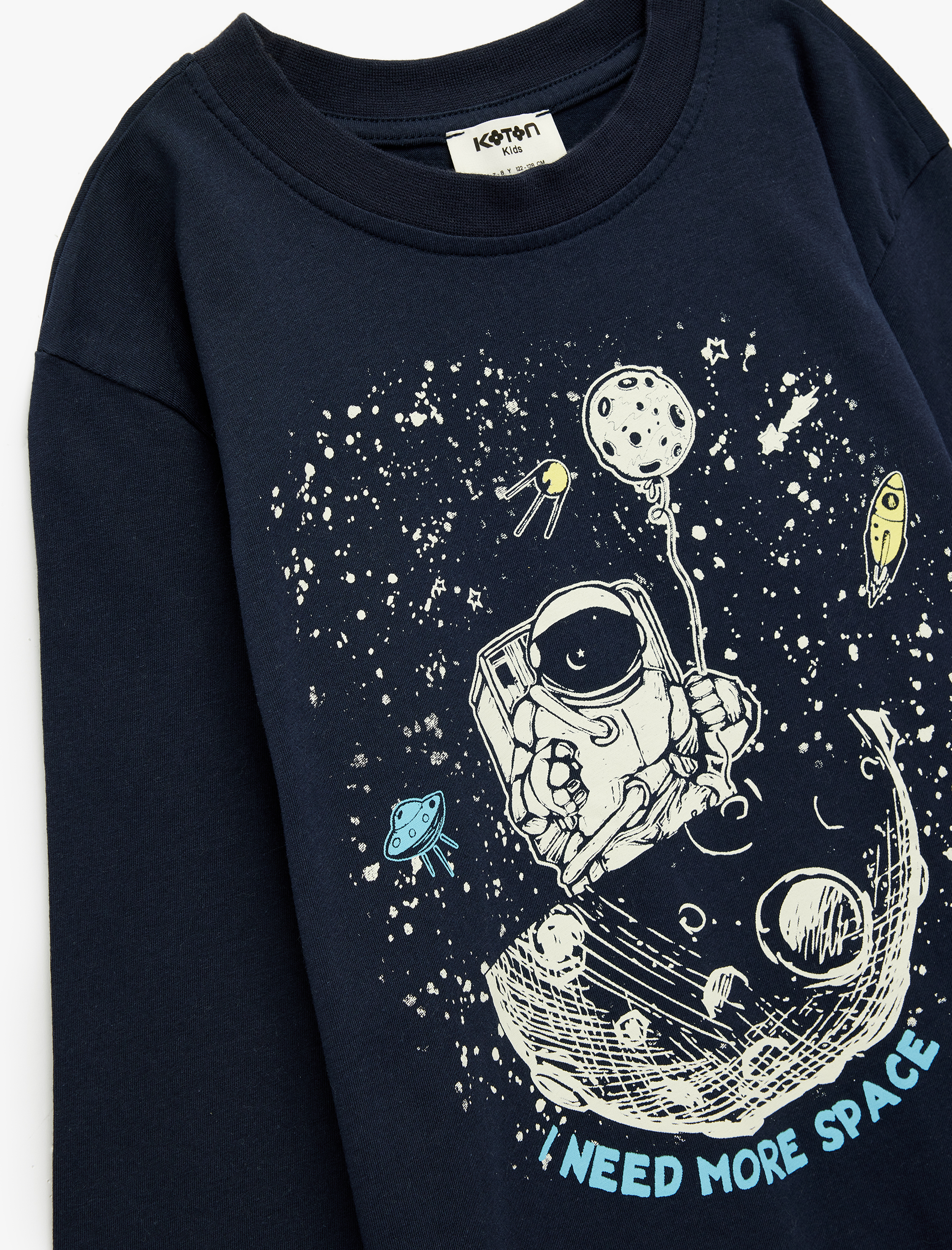  Erkek Çocuk Uzun Kollu Bisiklet Yaka Pamuklu Baskılı Tişört