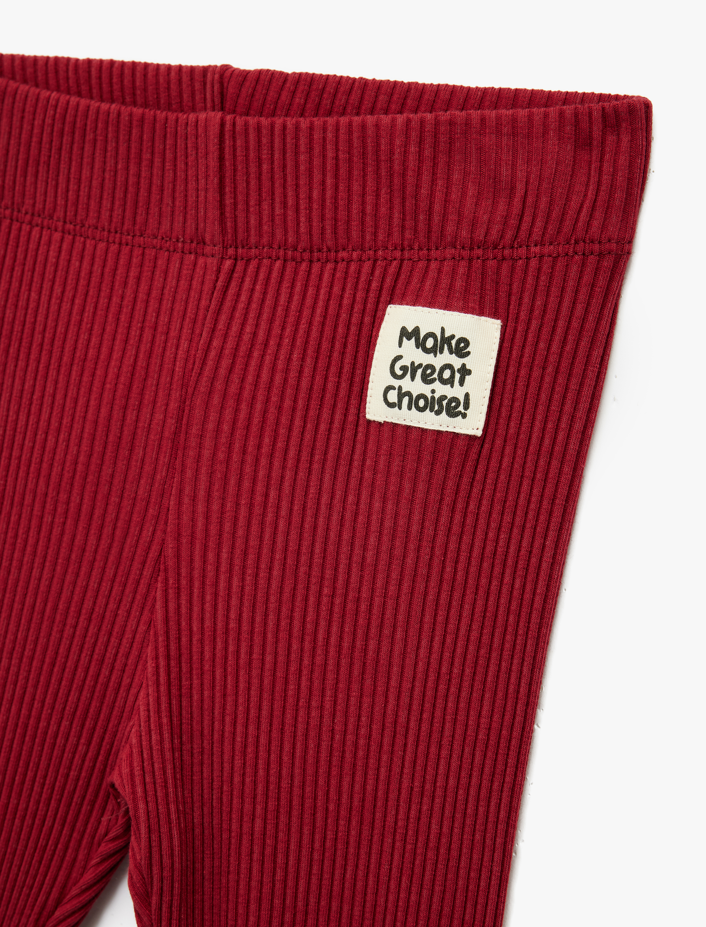  Kız Çocuk Beli Lastikli Etiket Detaylı Pamuklu Tayt