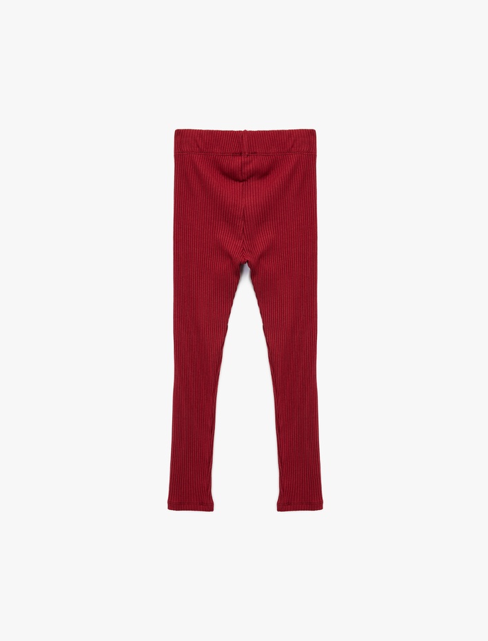 Kız Çocuk Beli Lastikli Etiket Detaylı Pamuklu Tayt