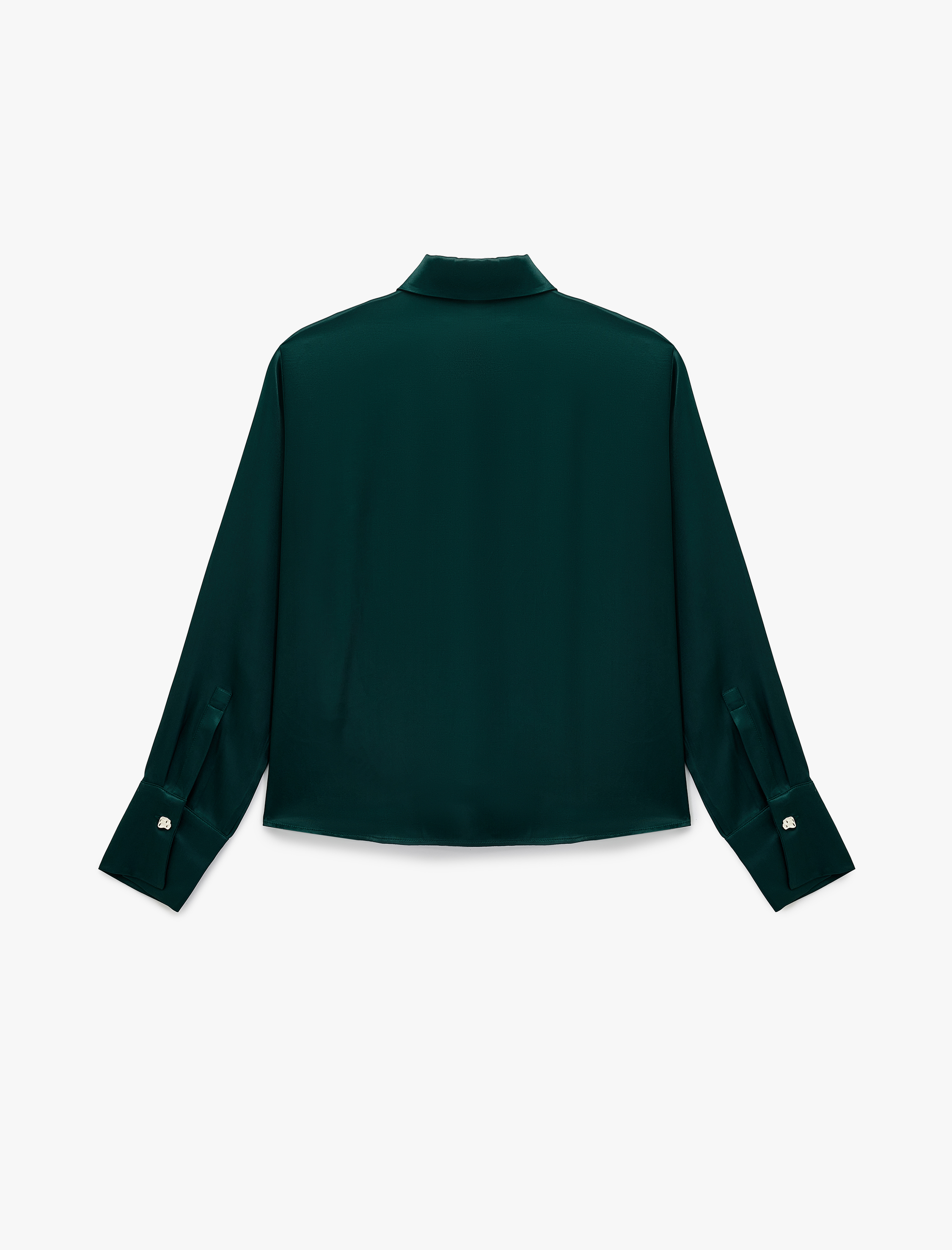   Koton X Melis Ağazat - Uzun Kollu Metalik Düğme Detaylı Saten Gömlek