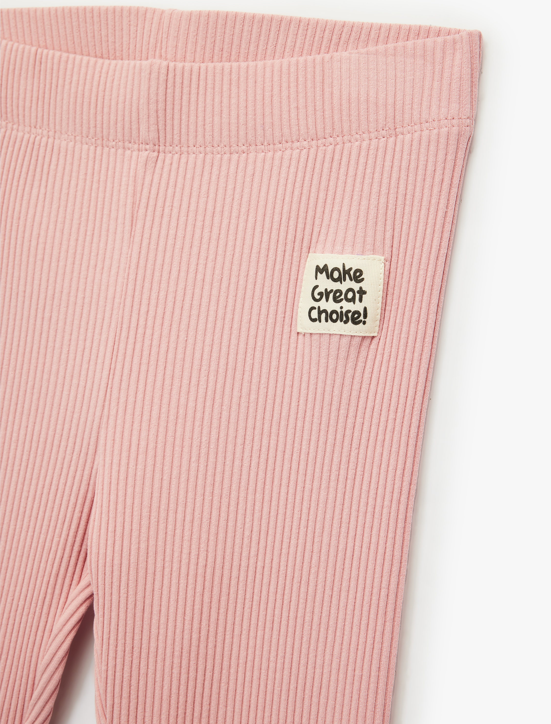  Kız Çocuk Beli Lastikli Etiket Detaylı Pamuklu Tayt