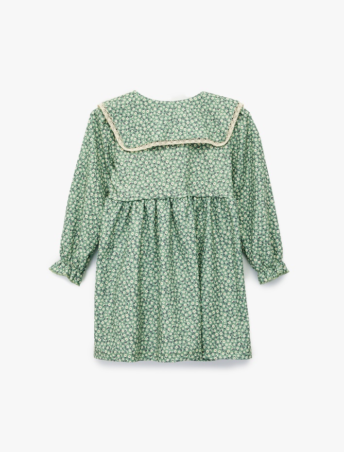 Kız Bebek Bebe Yaka Uzun Kollu Çiçekli Elbise