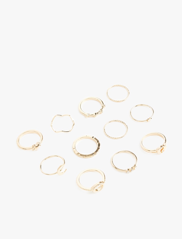 Kadın Taş Detaylı Yıldızlı 11'li Yüzük Seti