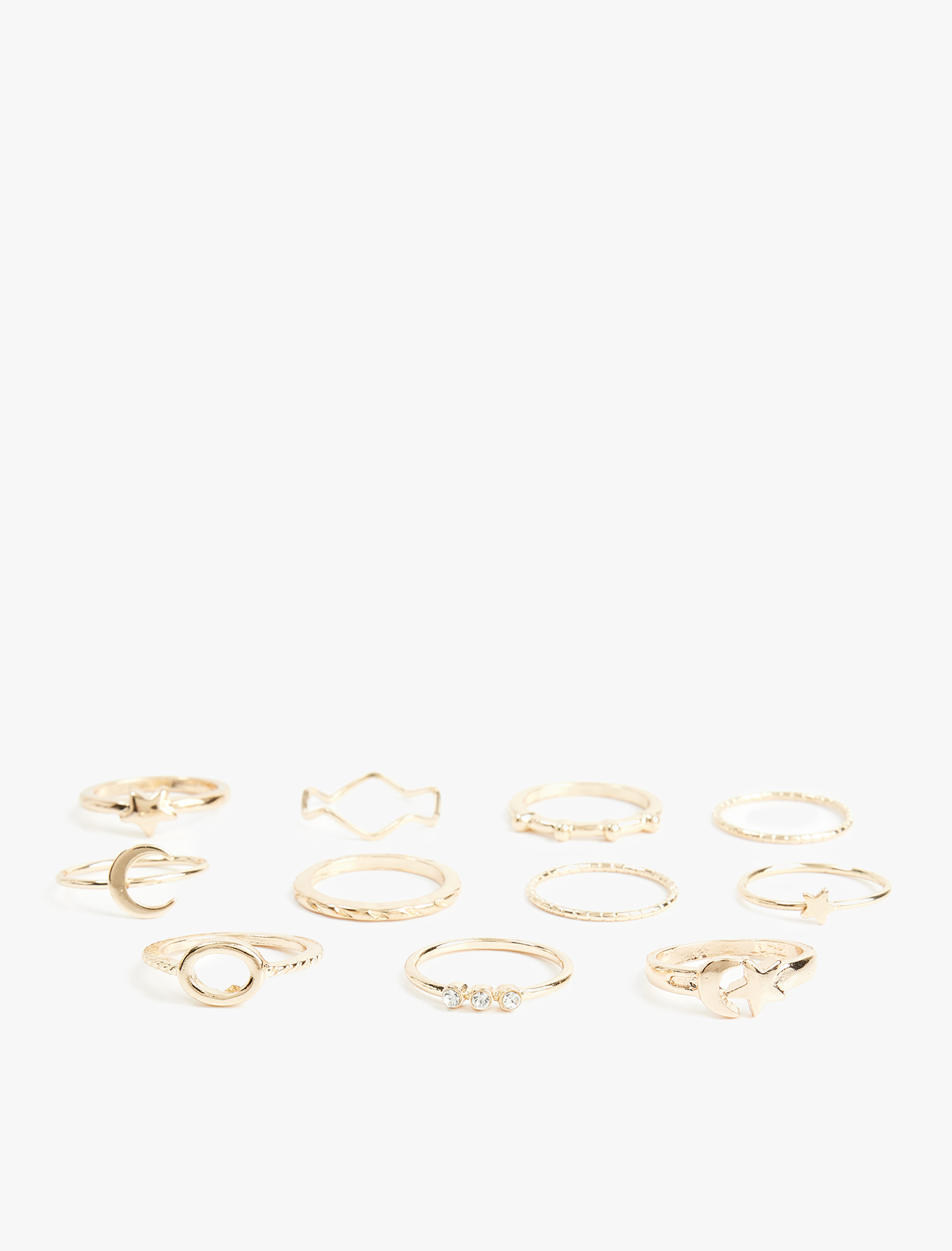  Kadın Taş Detaylı Yıldızlı 11'li Yüzük Seti