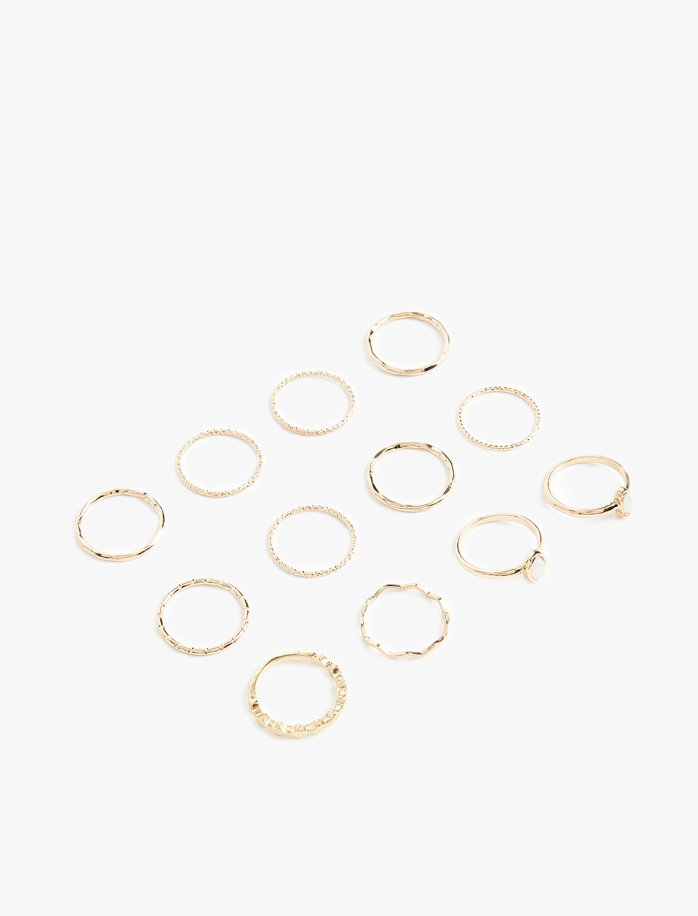  Kadın Taş Detaylı Burgu Çelik 12'li Yüzük Seti