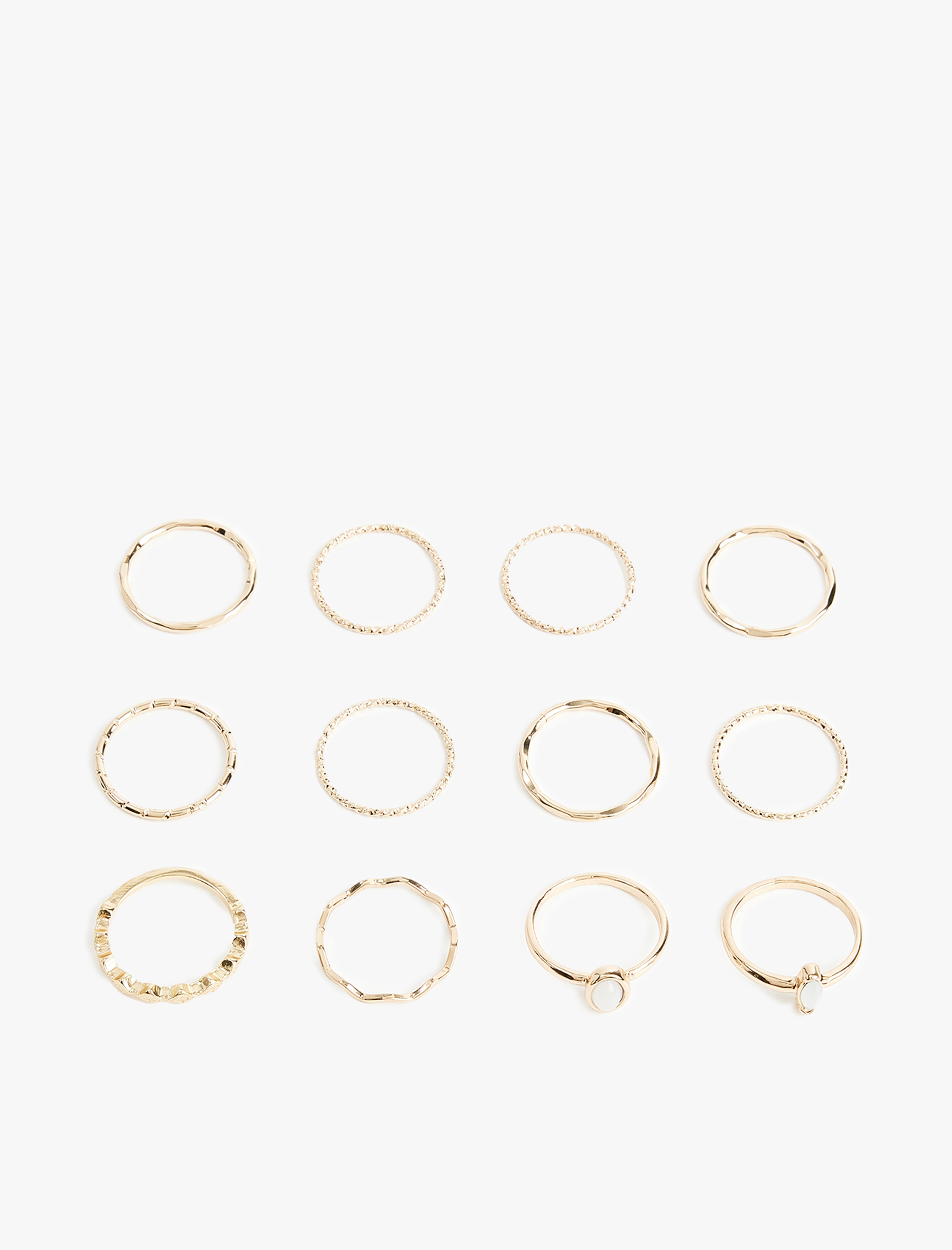  Kadın Taş Detaylı Burgu Çelik 12'li Yüzük Seti