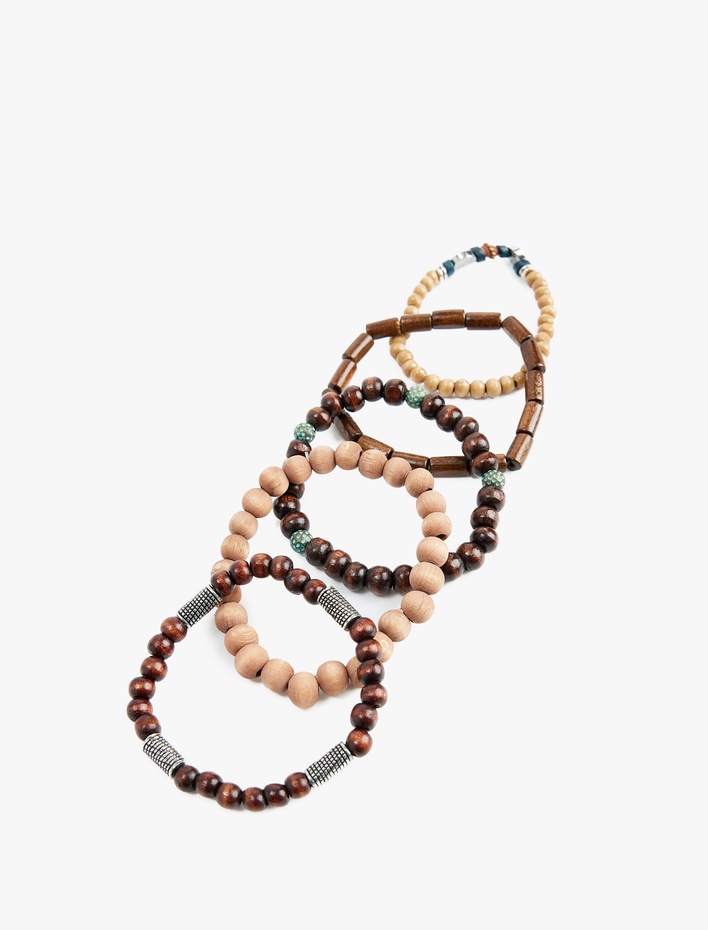 Erkek 5'li Ahşap Boncuklu Bileklik Seti