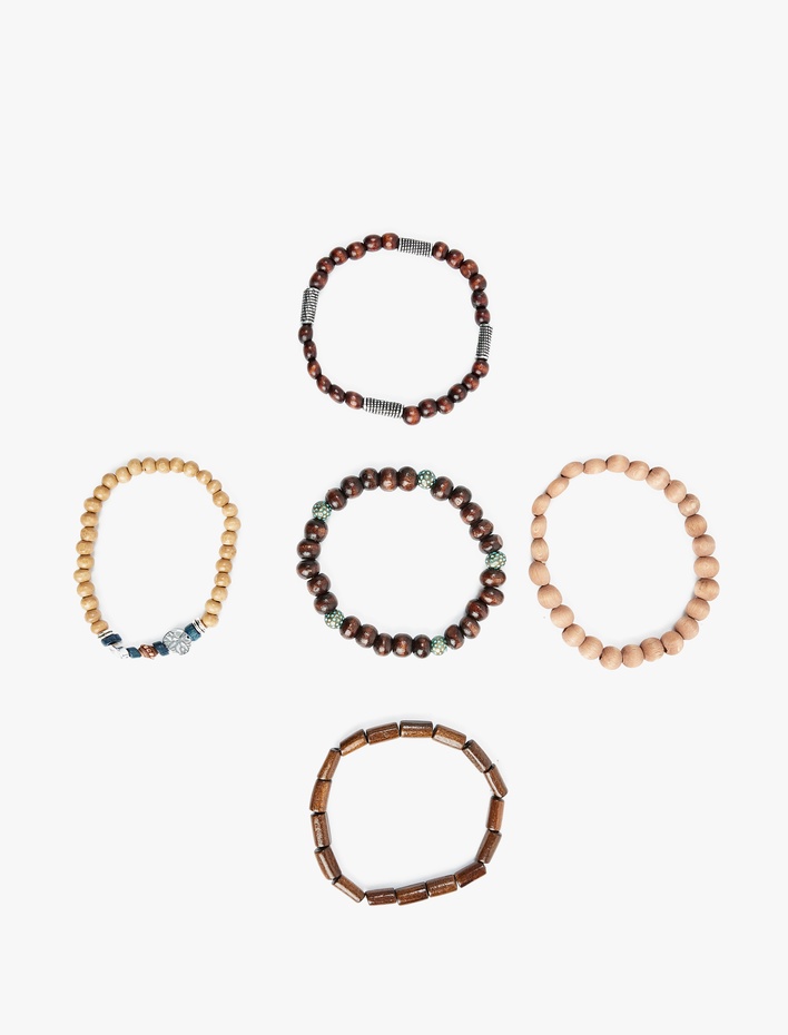 Erkek 5'li Ahşap Boncuklu Bileklik Seti