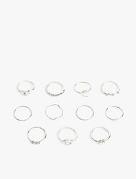 Taş Detaylı Yıldızlı 11'li Yüzük Seti