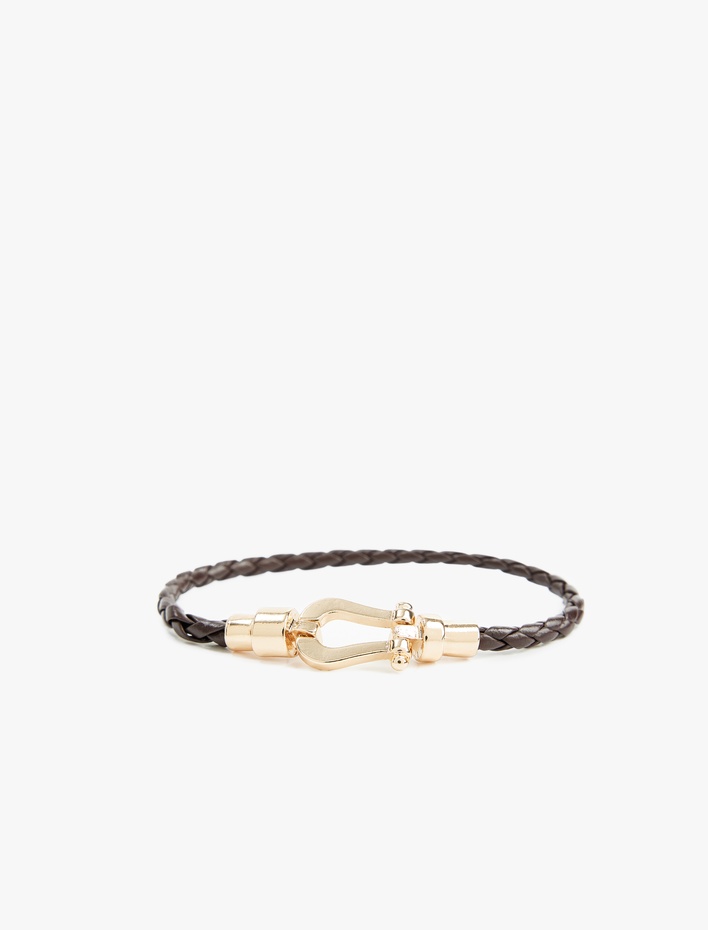 Erkek Metal Tokalı Suni Deri Örgü Bileklik