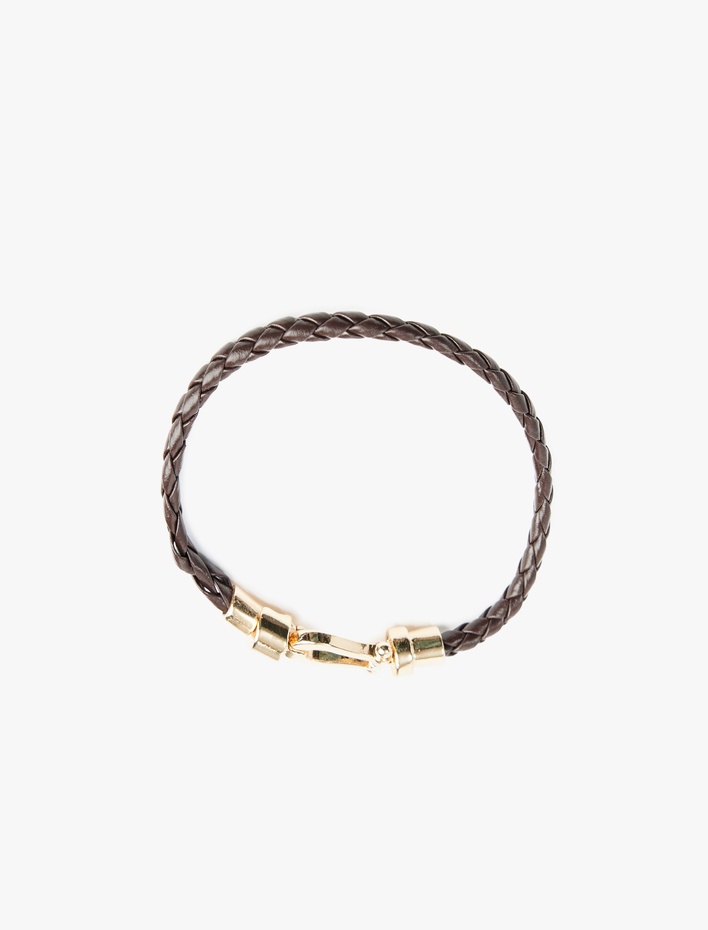 Erkek Metal Tokalı Suni Deri Örgü Bileklik