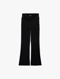 Asimetrik Yüksek Bel Slim Fit İspanyol Paça Spor Tayt