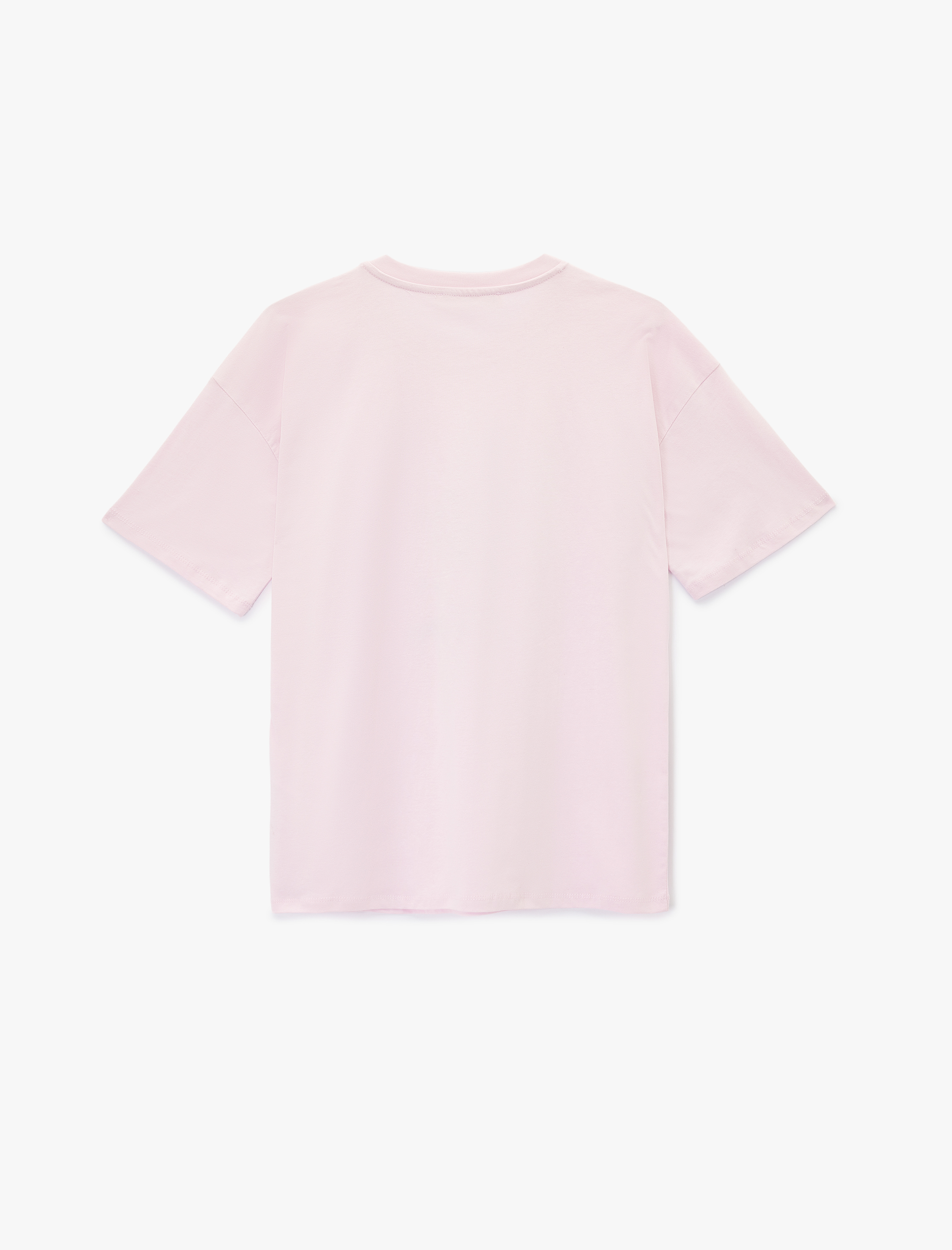   Kısa Kollu Bisiklet Yaka Pamuklu Çiçek Baskılı Oversize Tişört