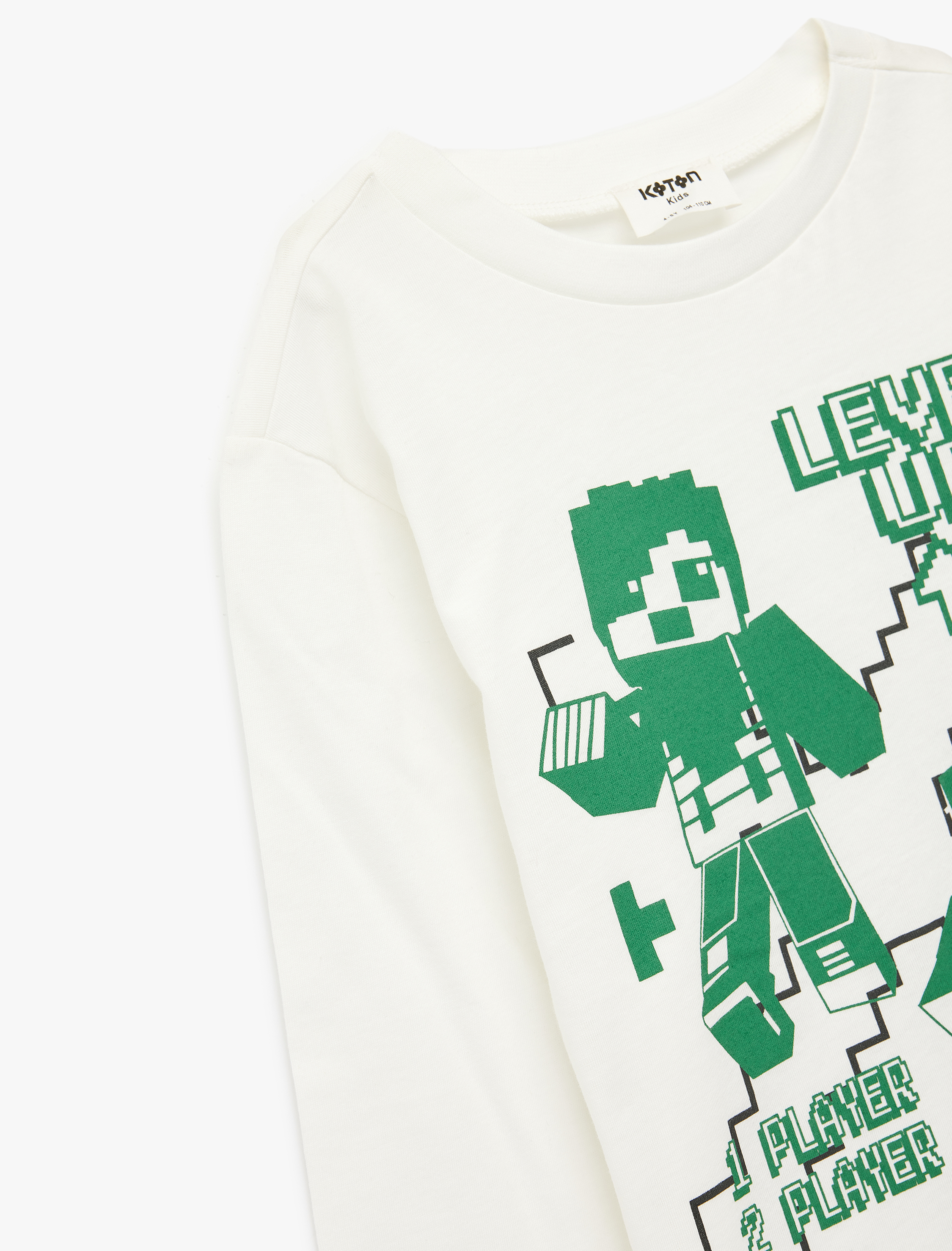  Erkek Çocuk Pamuklu Uzun Kollu Bisiklet Yaka Baskılı Tişört