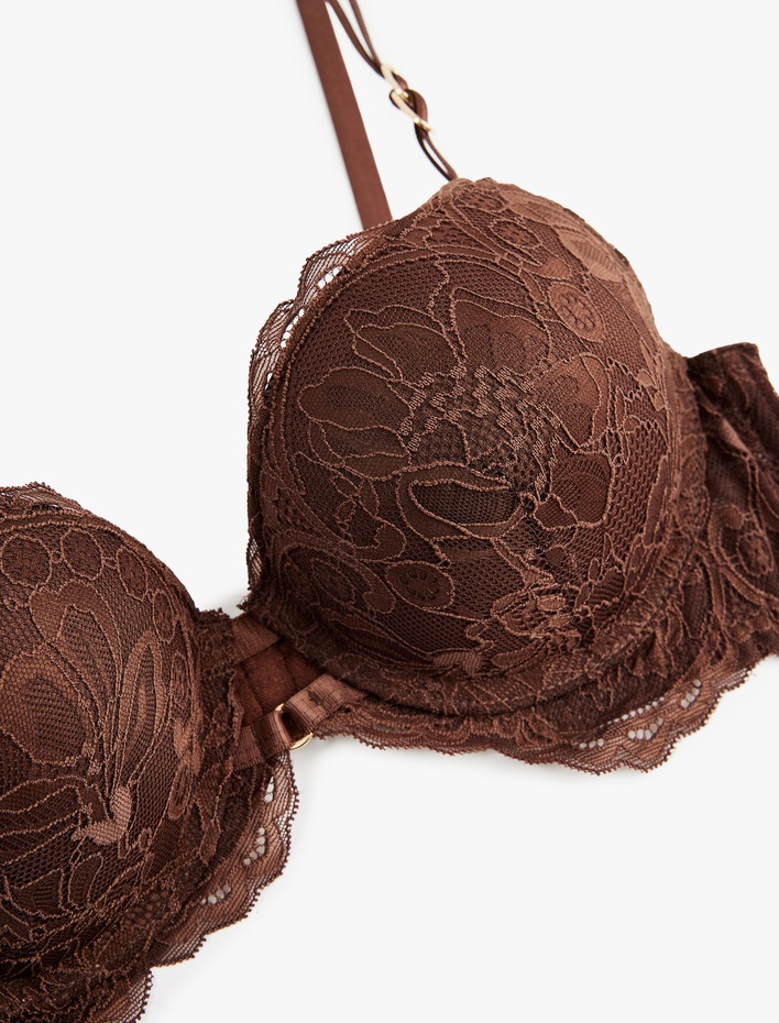  Ekstra Dolgulu Dantel Detaylı Destekli Sütyen