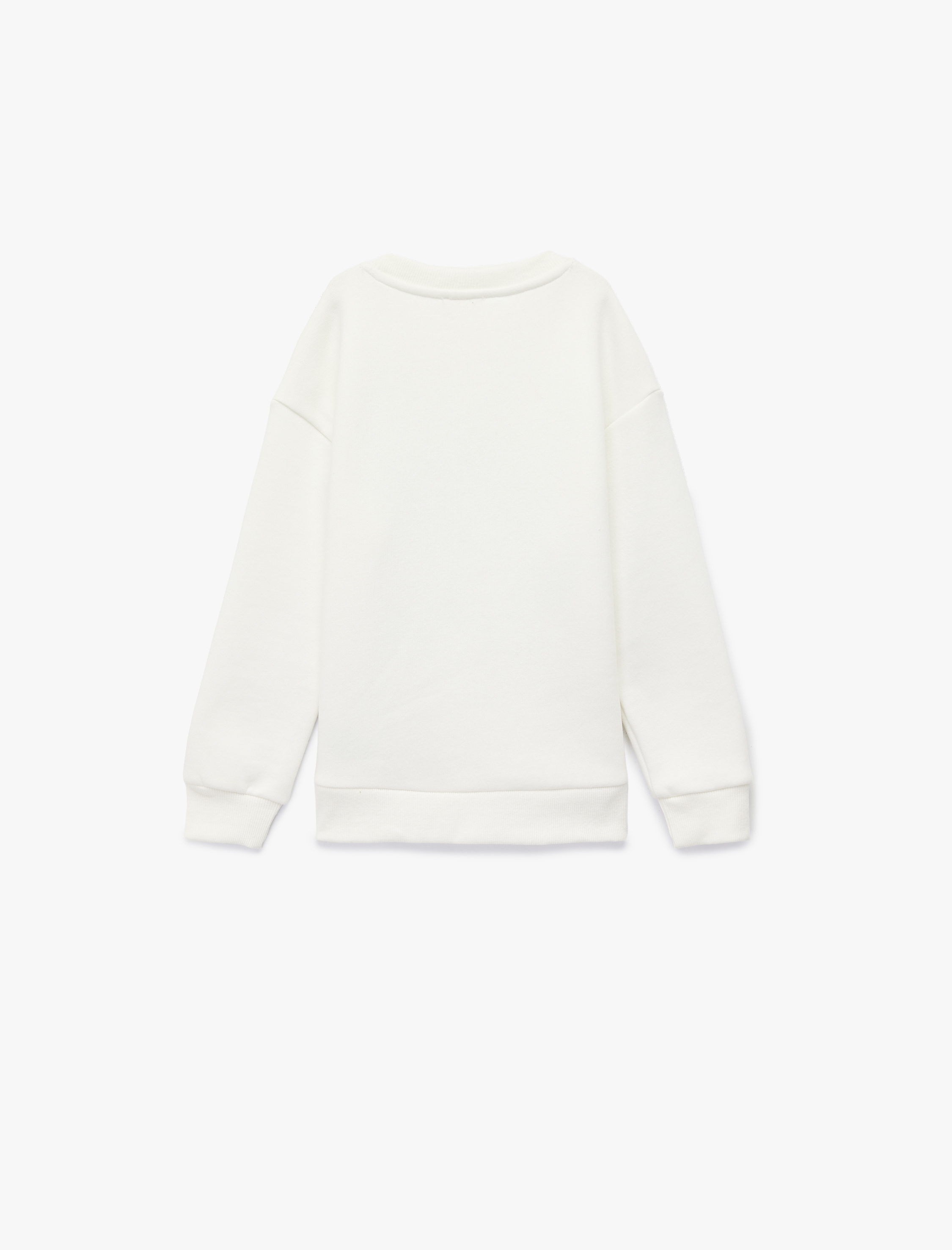  Kız Çocuk Bisiklet Yaka Uzun Kollu Fiyonk Baskılı Şardonlu Sweatshirt