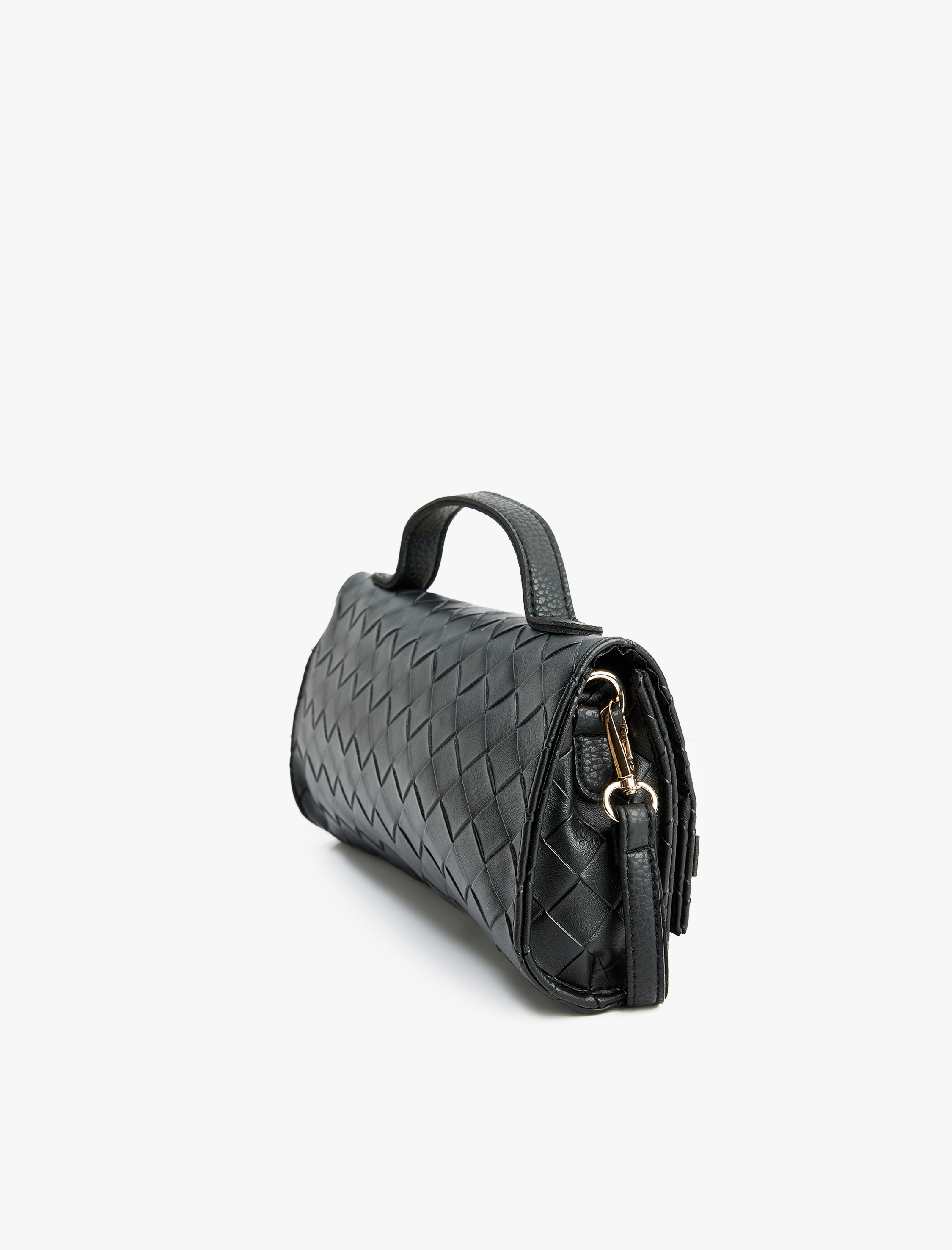  Kadın Örgü Dokulu Metal Tokalı Saplı Askılı Omuz Çantası