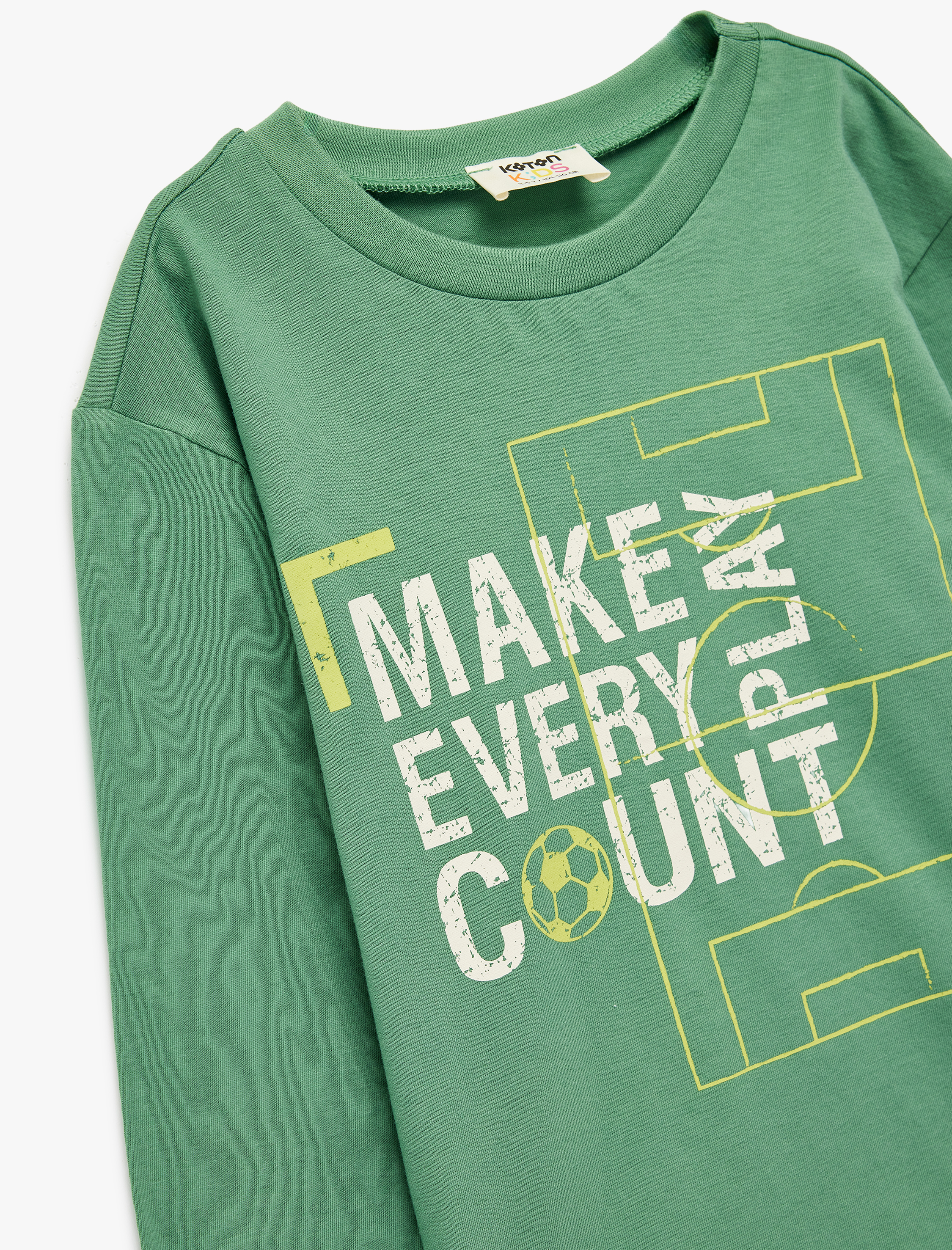  Erkek Çocuk Uzun Kollu Bisiklet Yaka Baskılı Pamuklu Tişört