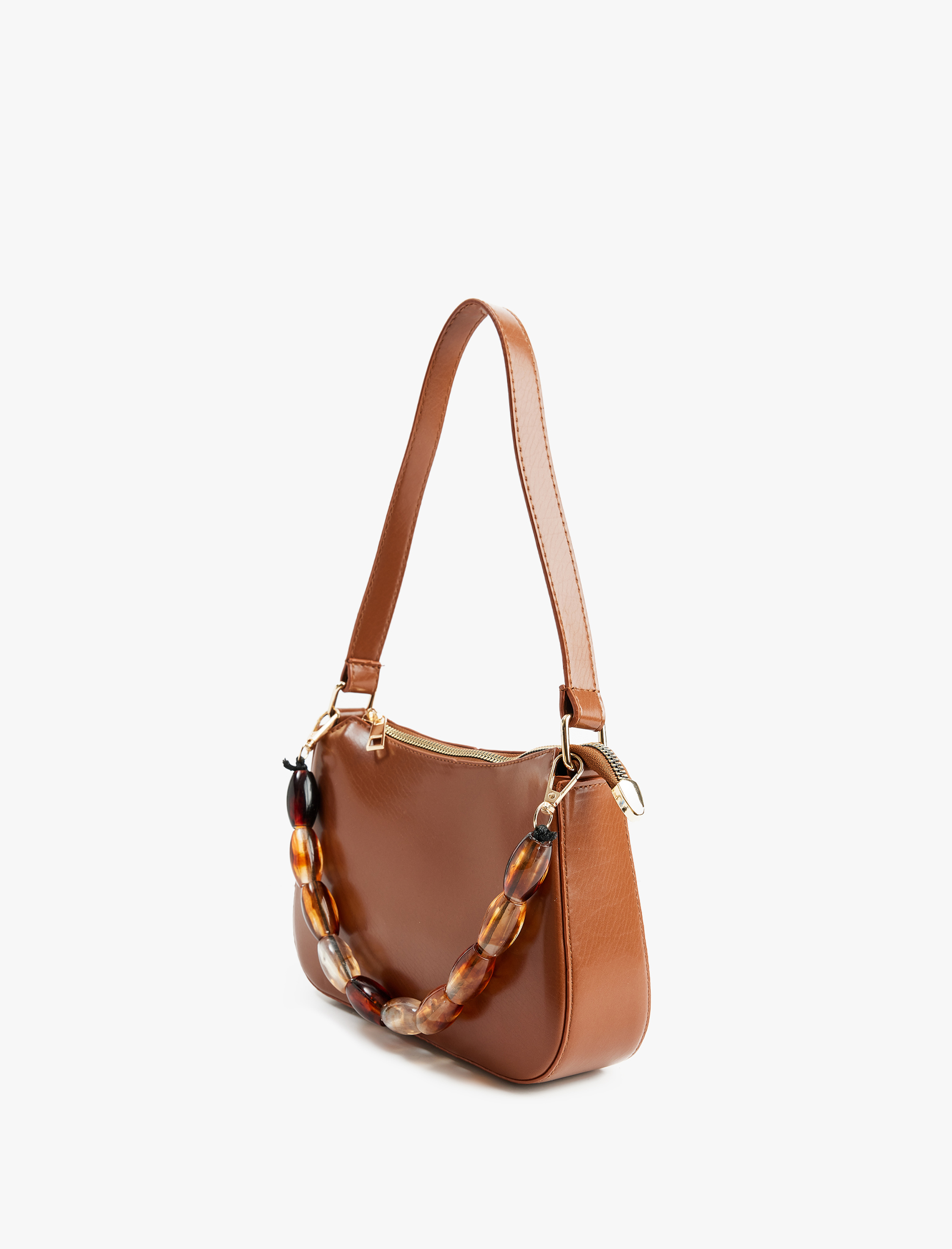  Kadın Aksesuar Detaylı Fermuarlı Askılı Suni Deri Omuz Çantası