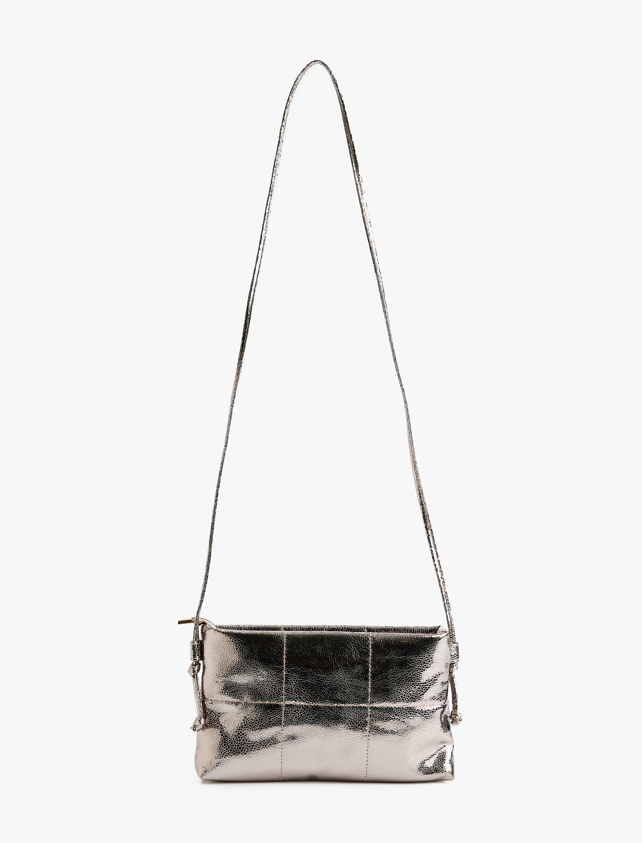  Kadın Metalik Görünümlü Fermuarlı Kapitoneli Askılı Omuz Çantası