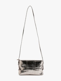 Metalik Görünümlü Fermuarlı Kapitoneli Askılı Omuz Çantası