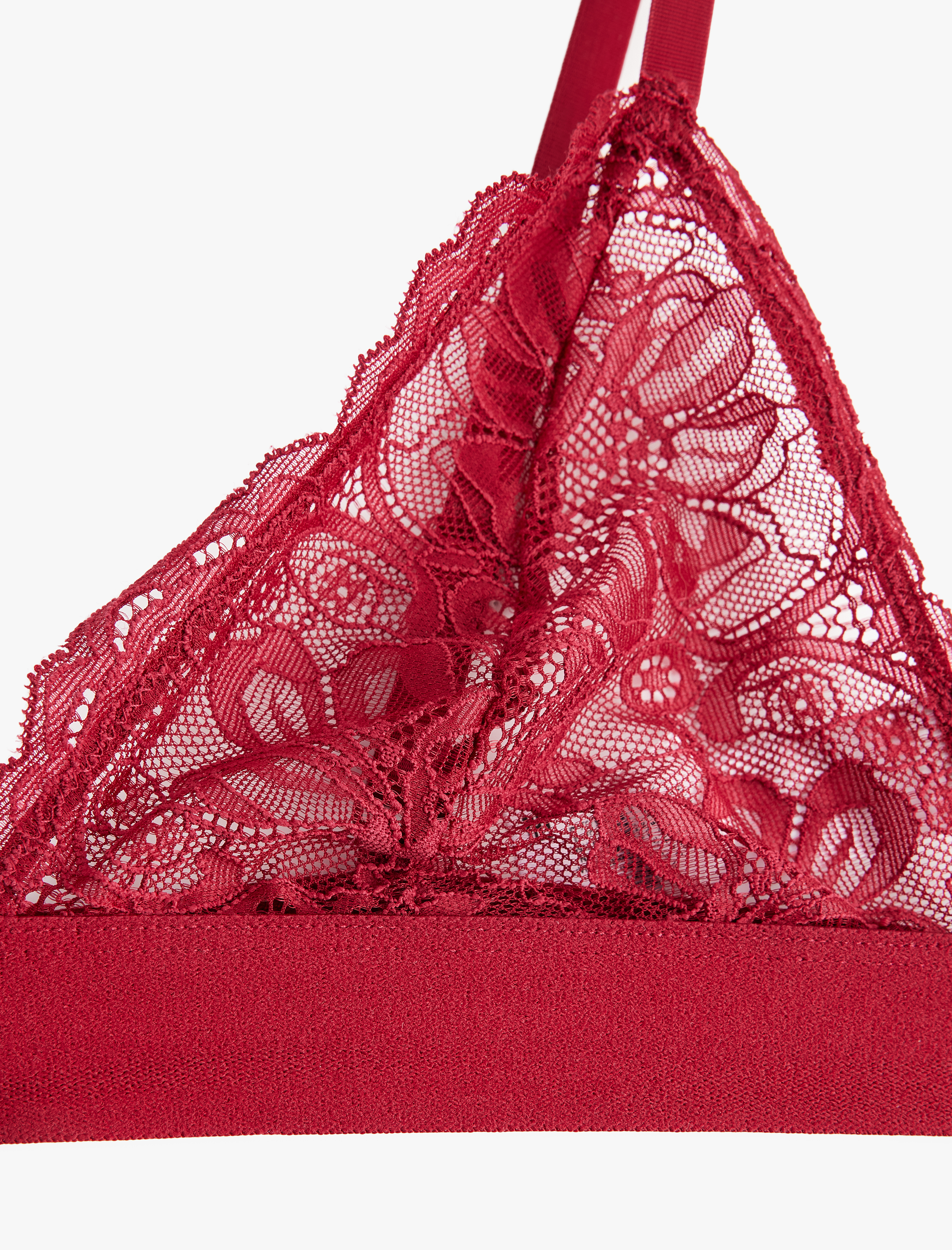   Dolgusuz Balensiz Üçgen Dantelli Sütyen