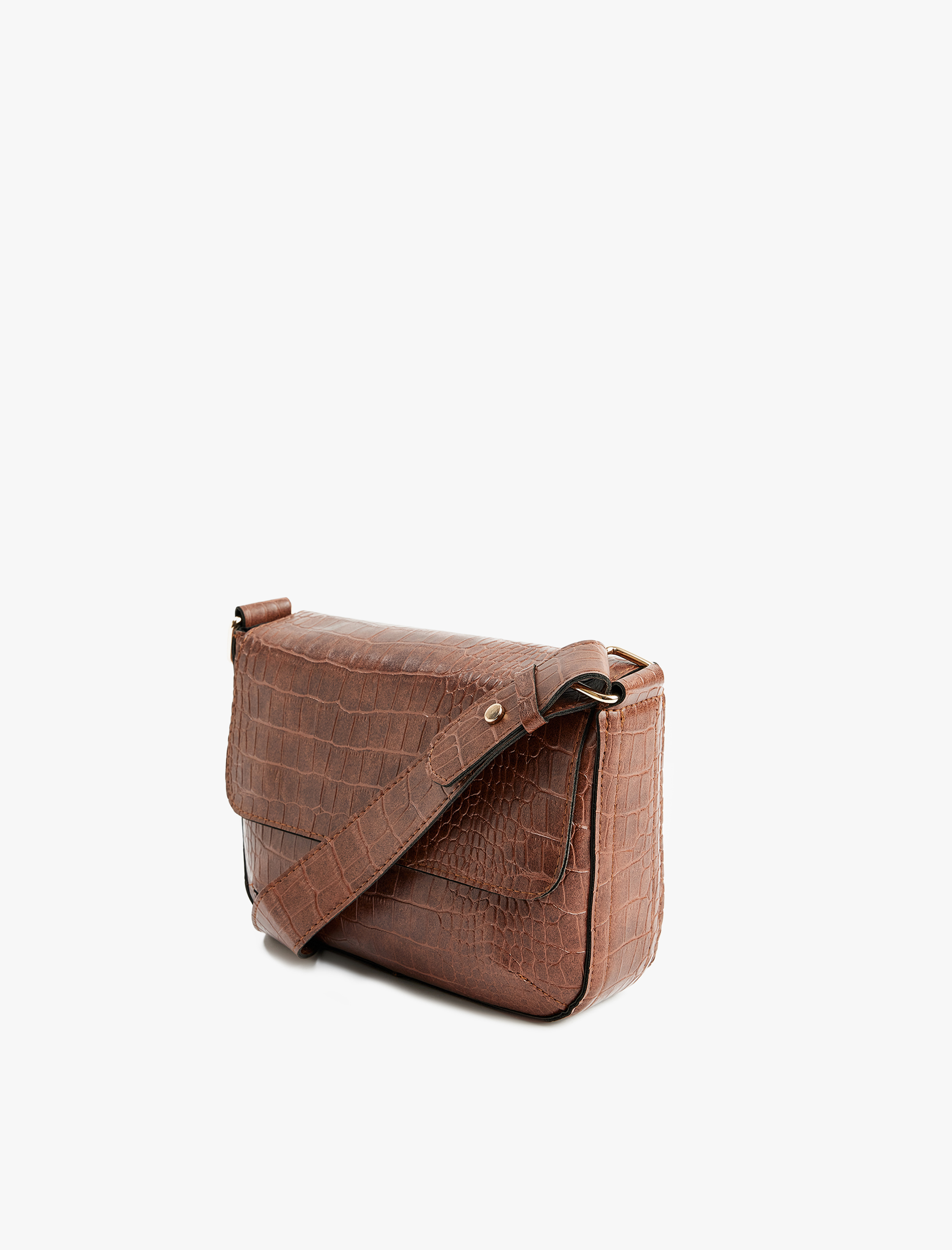  Kadın Kroko Görünümlü Kapaklı Suni Deri Omuz Çantası