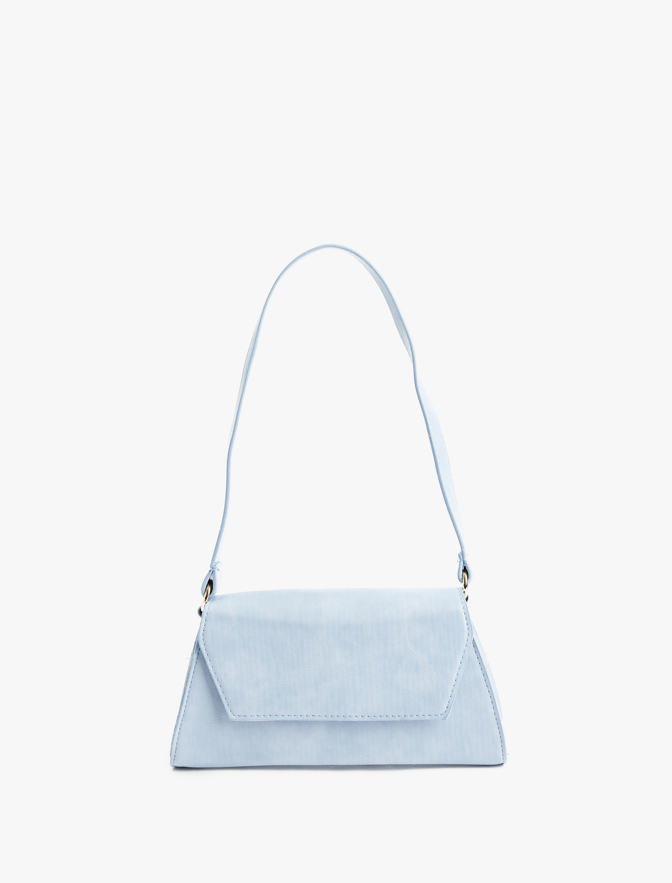  Kadın Suni Deri Kapaklı Saplı Baget Çanta