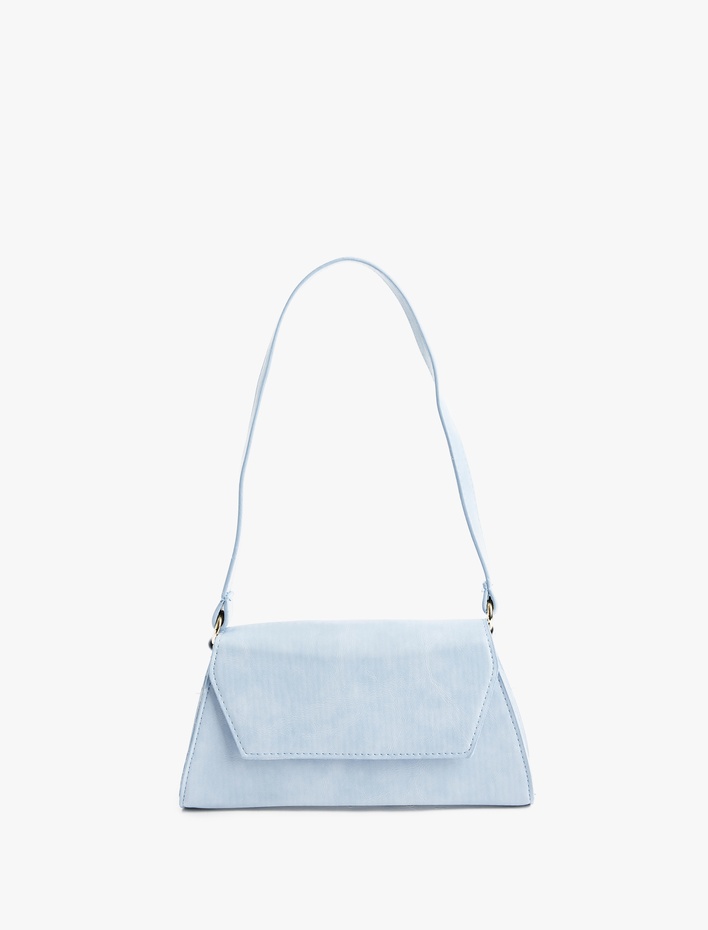 Kadın Suni Deri Kapaklı Saplı Baget Çanta