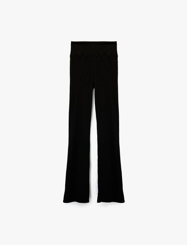  Yüksek Bel Fitilli İspanyol Paça Spor Tayt