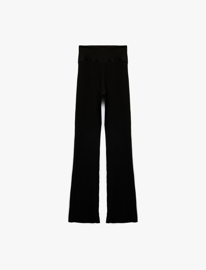  Yüksek Bel Fitilli İspanyol Paça Spor Tayt